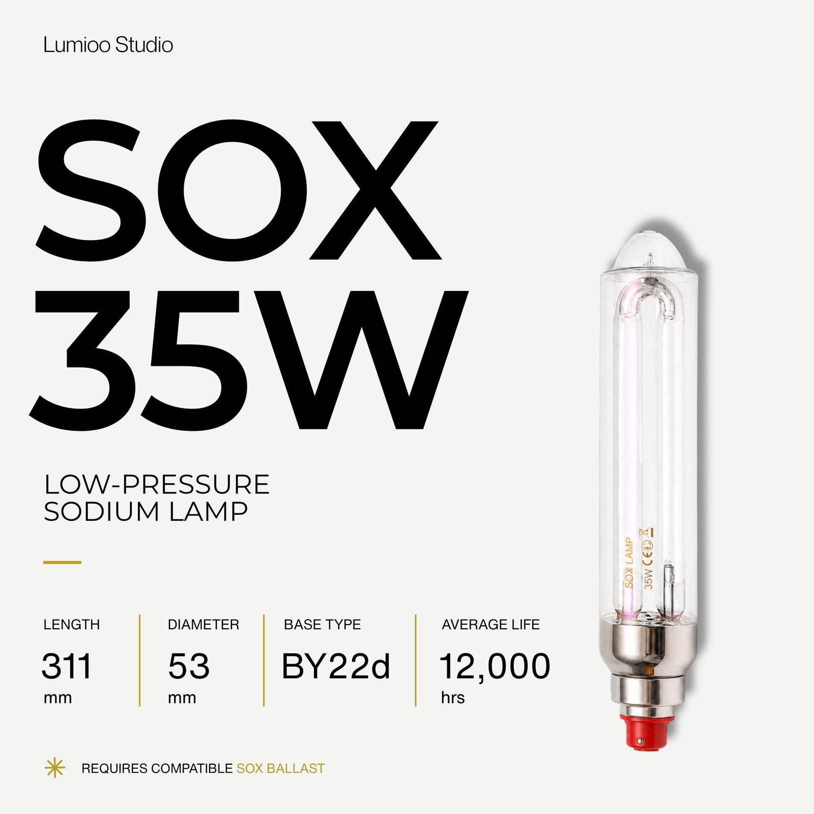 SOX 35w Low Pressure Sodium Lamp Kit