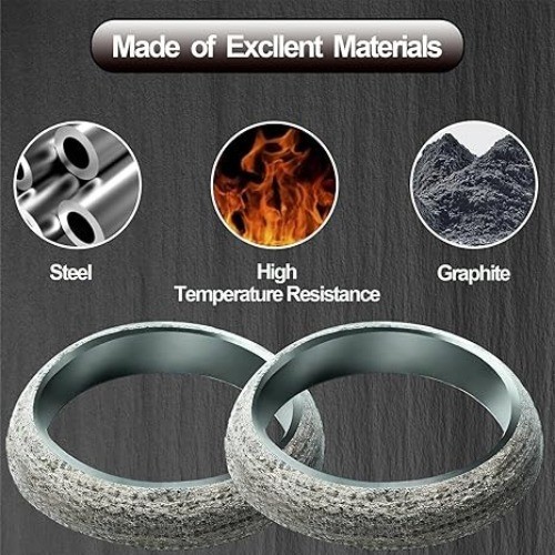 1.9in/48mm Car Exhaust Manifold Gasket, 2Pcs Exhaust Muf Size: ID 1.9inch/48mm