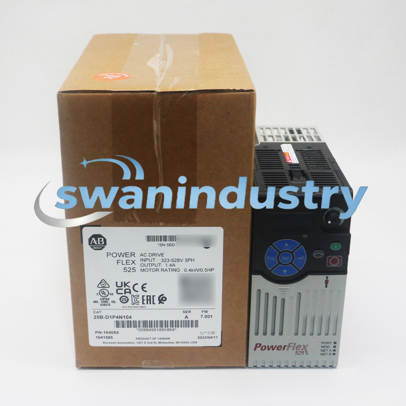 Allen-Bradley 25B-D1P4N104 PowerFlex 525 0.4kW 0.5Hp AC Drive 3PH 380…480V AC