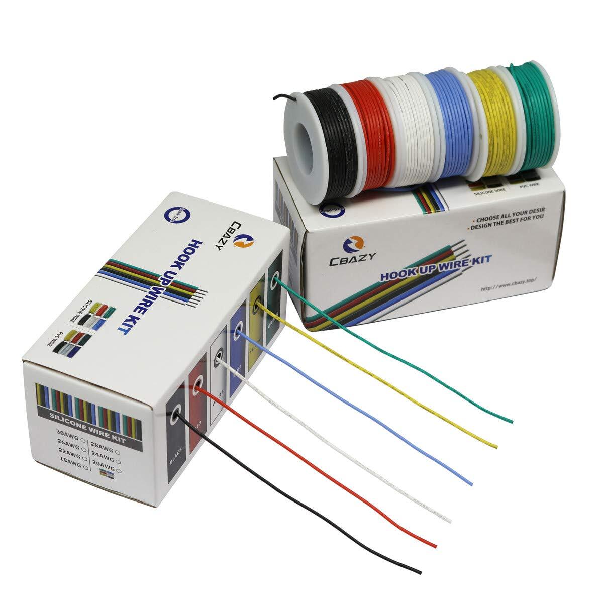 Flexible Silicone Rubber Electric Wire Kit 20 Gauge 6 Colors 19.6 feet Each
