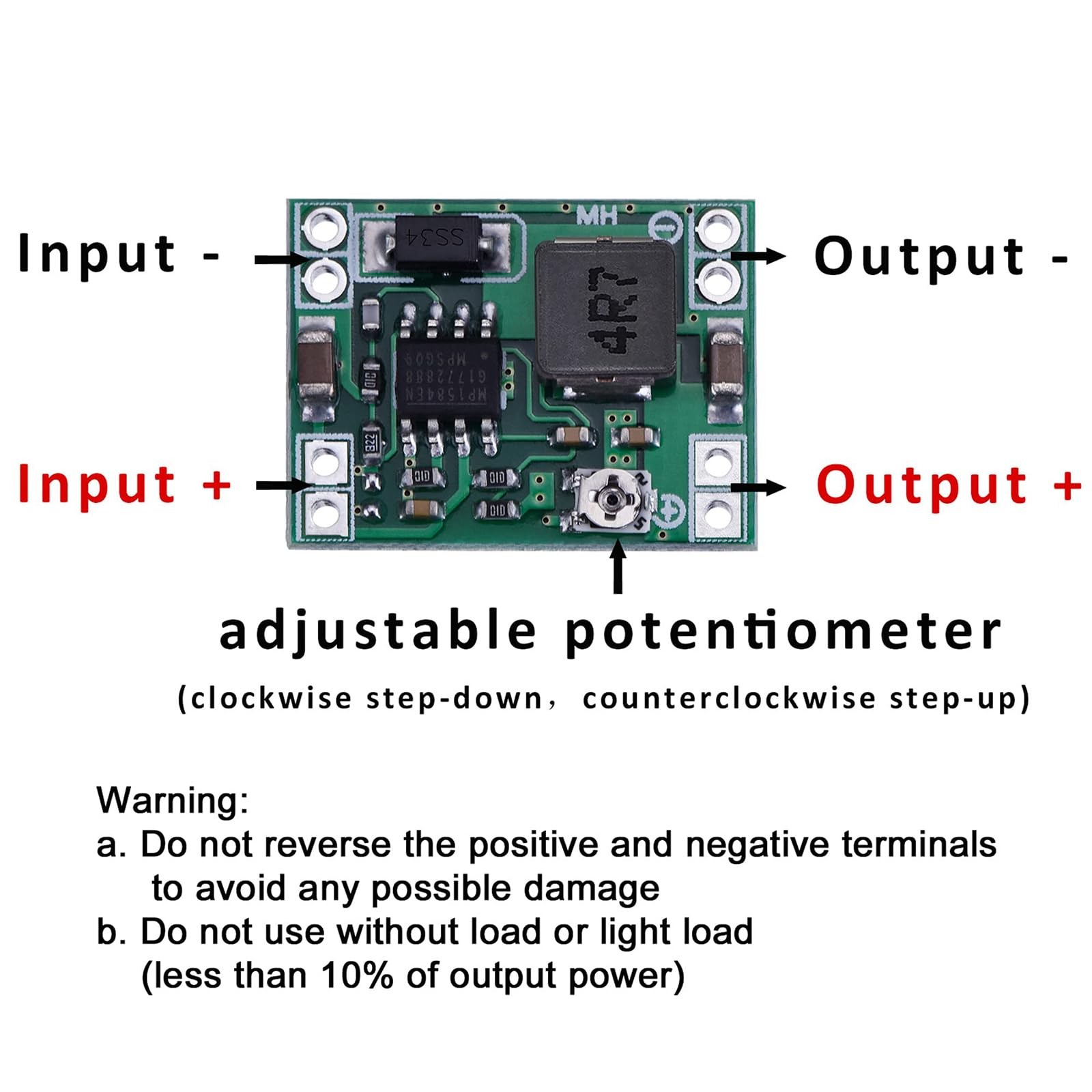 6 PCS Mini MP1584EN DCDC Buck Converter Adjustable 24V To 12V/9V/5V/3V 3A