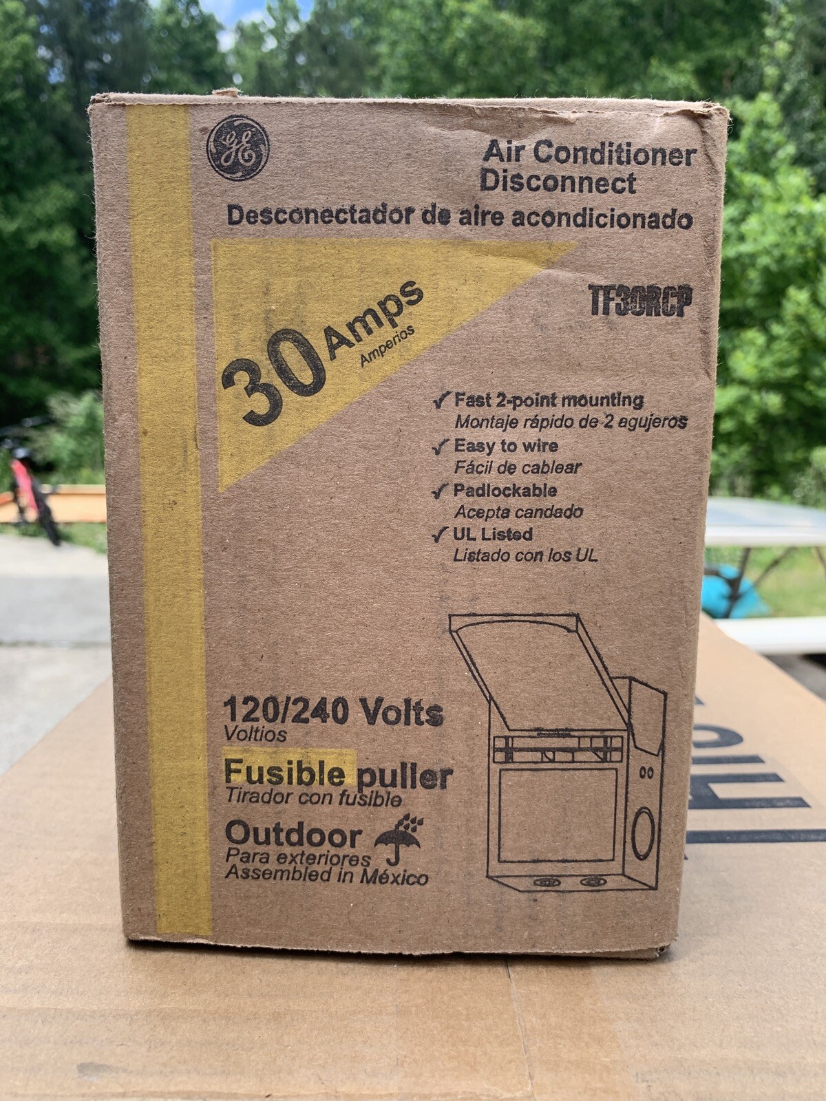 NEW!! GE/ABB 30 Amp 120/240-Volt 240-Watt Fused AC Disconnect – TF30RCP