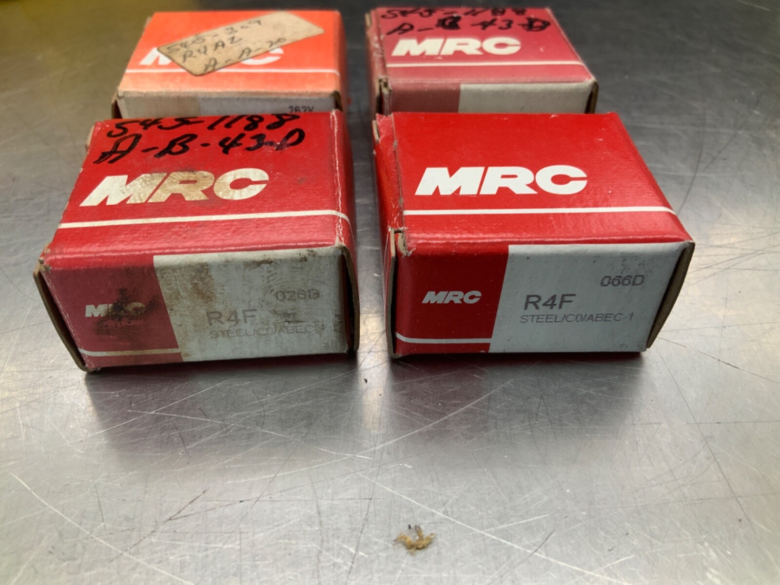 (4) MRC R4F Radial/Deep Groove Ball Bearing – Round Bore, 0.2500 in ID