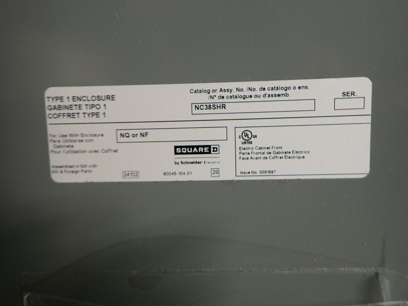 New Surplus SQUARE D NQ 100 amp MLO 208v 3 Phase Panel 42 Circuit NC38SHR P1826