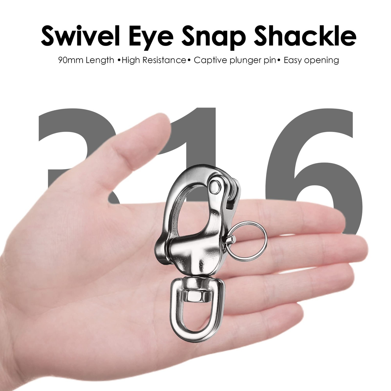 Necmetu Snap Shackle 316 Stainless Steel Swivel Shackle Sailing Halyard Quick