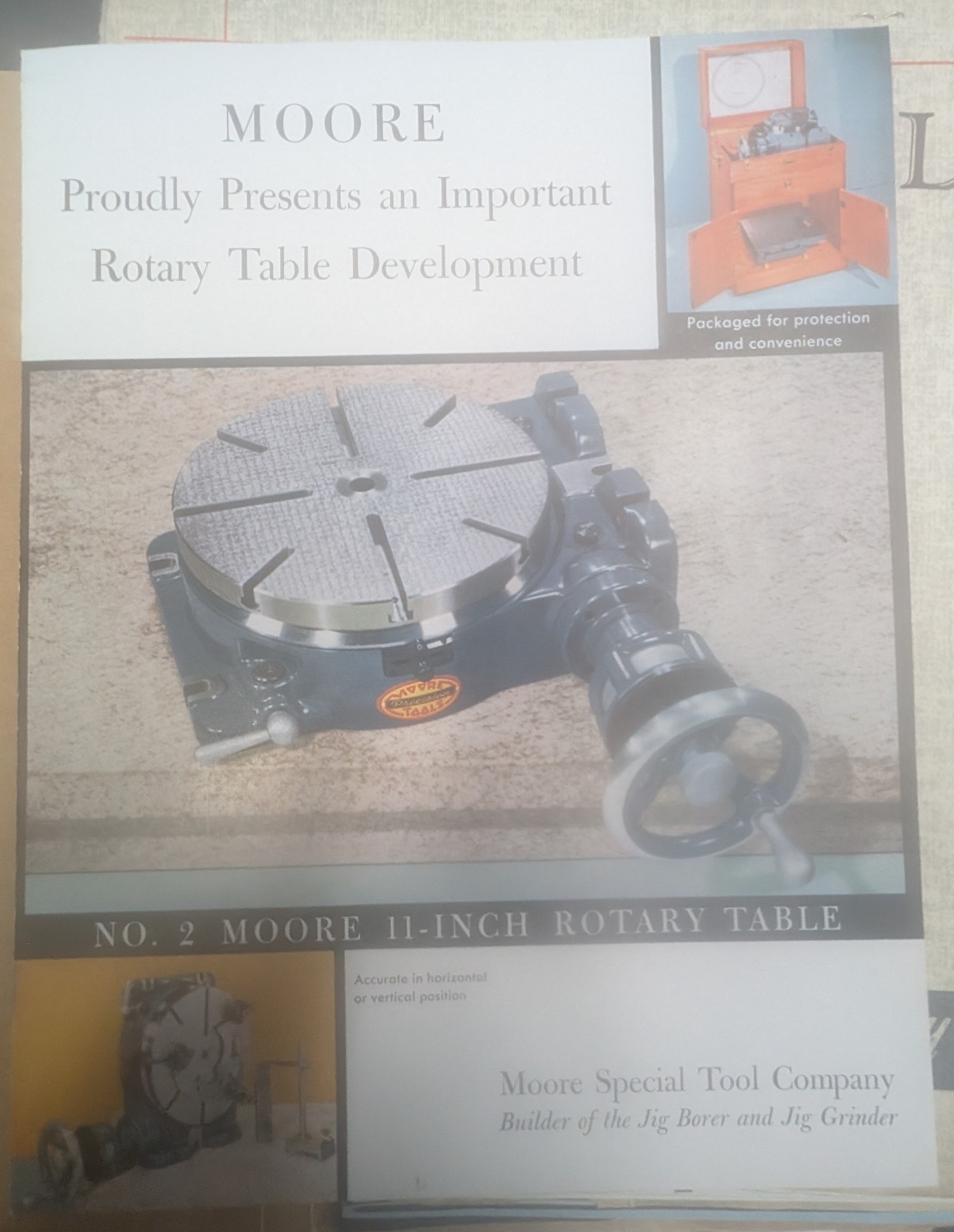 Moore Precision Rotary Table Model No. 2 in Mahogany Cabinet With Extras