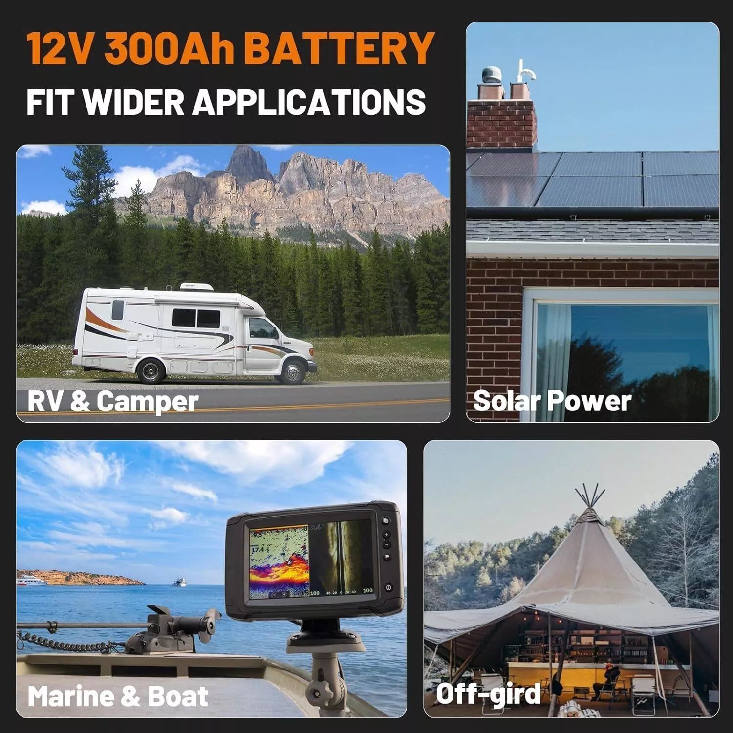 12V 300AH LiFePO4 Lithium Battery 15000+ Deep Cycle BMS for Solar RV Off-grid