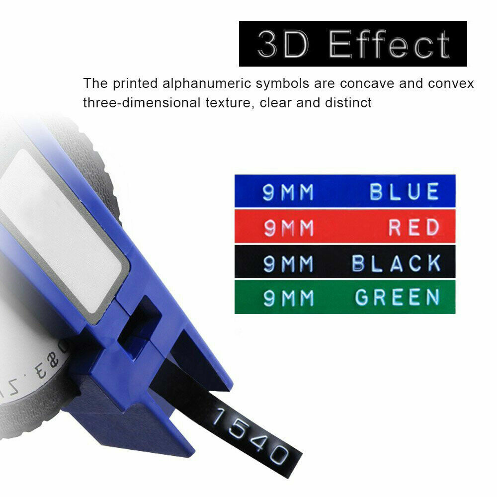 3D Emobssing Tapes For Dymo Label Maker Black Red Blue Green 9/12mm