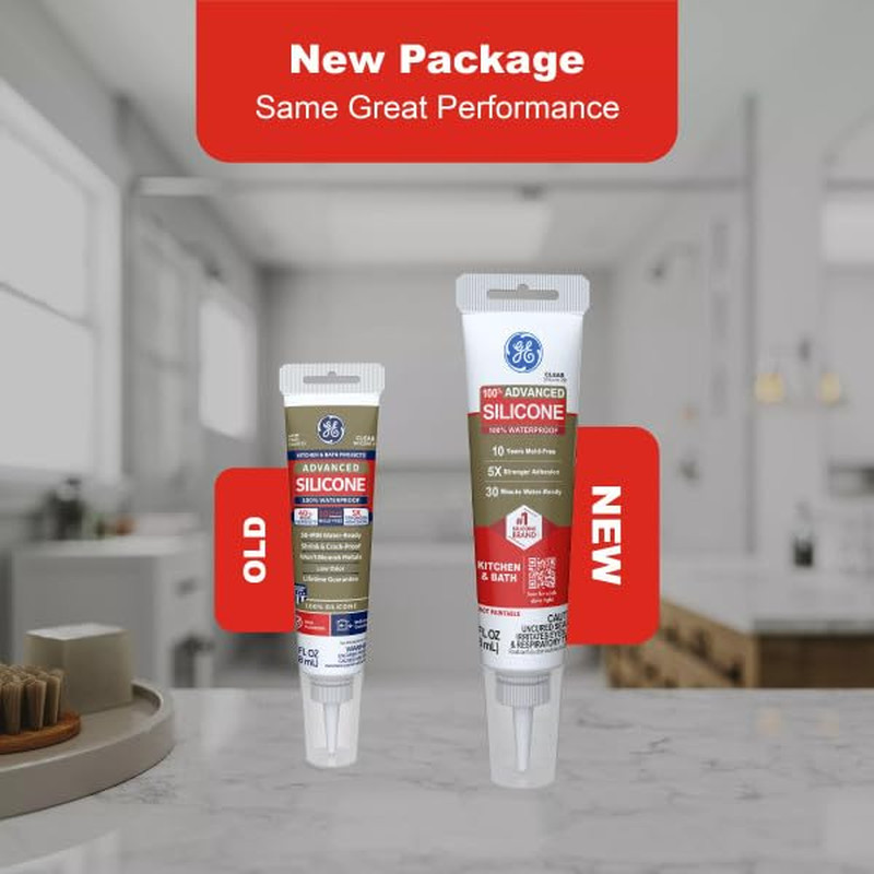 Advanced Silicone Caulk for Kitchen & Bathroom, White, 2.8 fl oz Tube, 1 Pack –