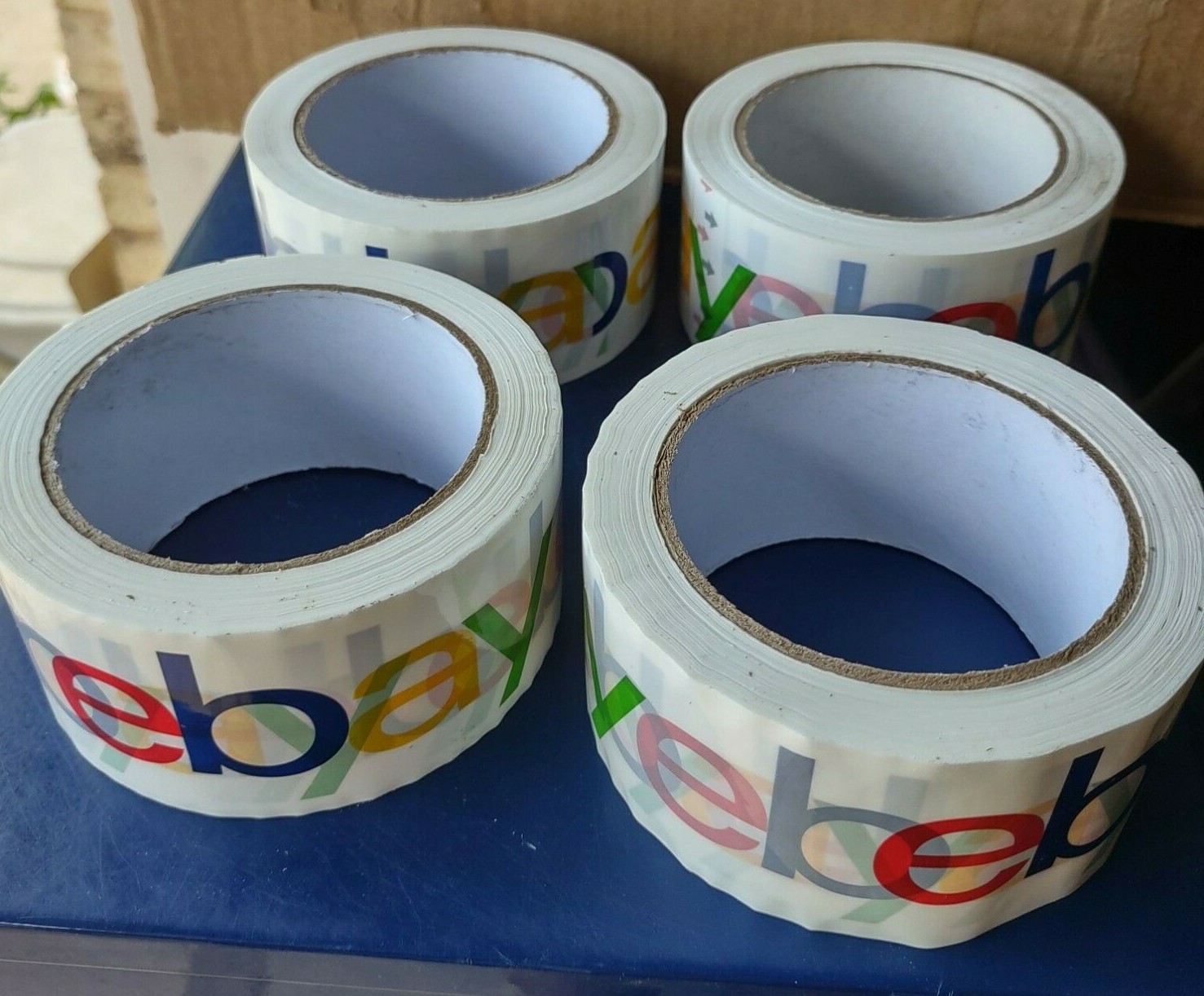 4 Rolls eBay Brand Shipping Tape 2″ x 75 Yard Packaging BOPP Classic 4 Color NEW