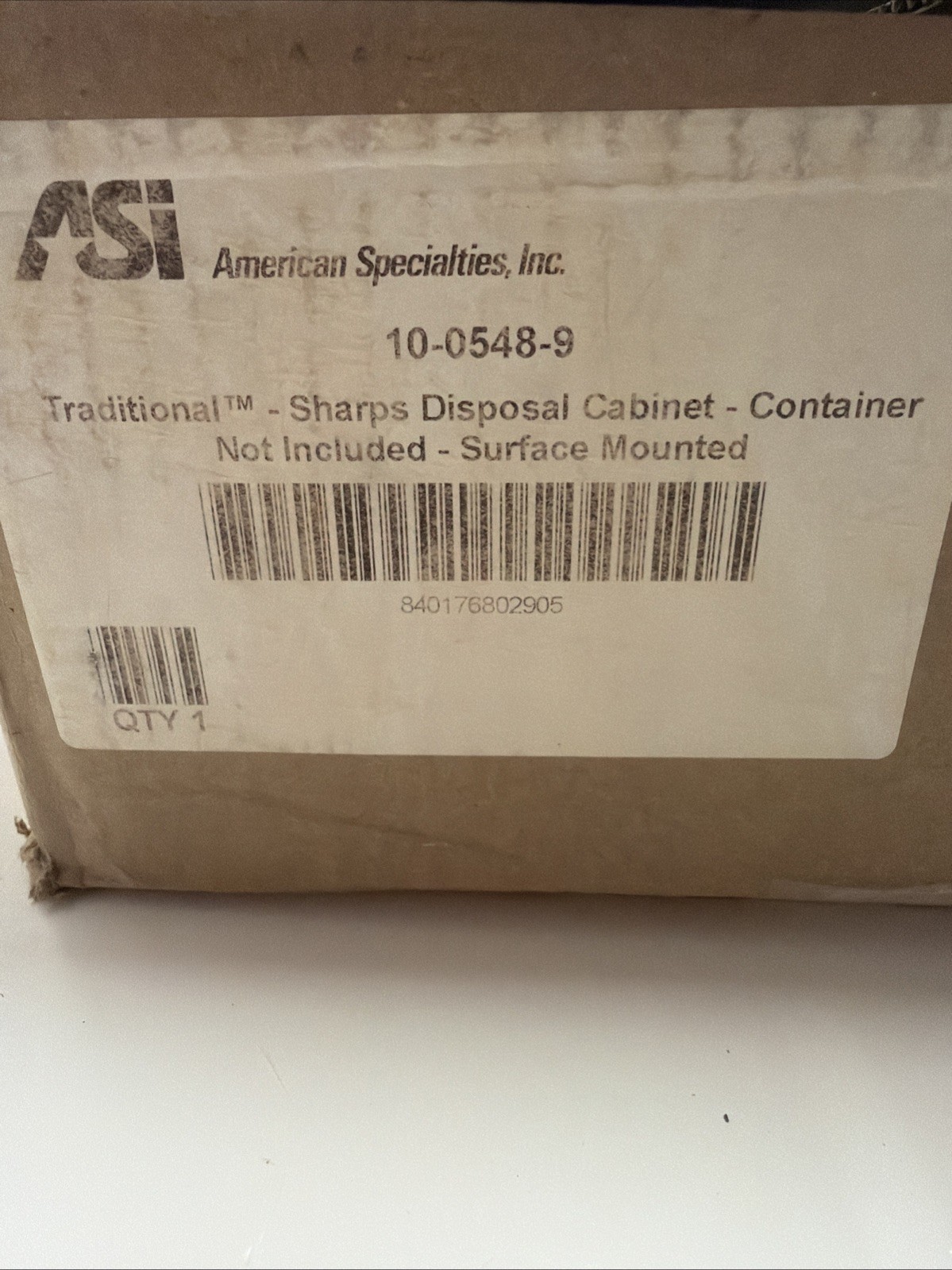 ASI 10-0548-9 Surface Mounted Sharps Disposal Cabinet NEW Lock & Keys