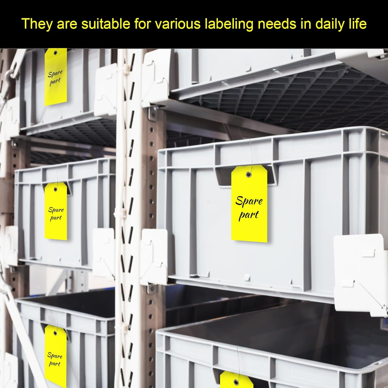 100Pcs Yellow Plastic Shipping Tags with Wire Waterproof ID Inventory Labels