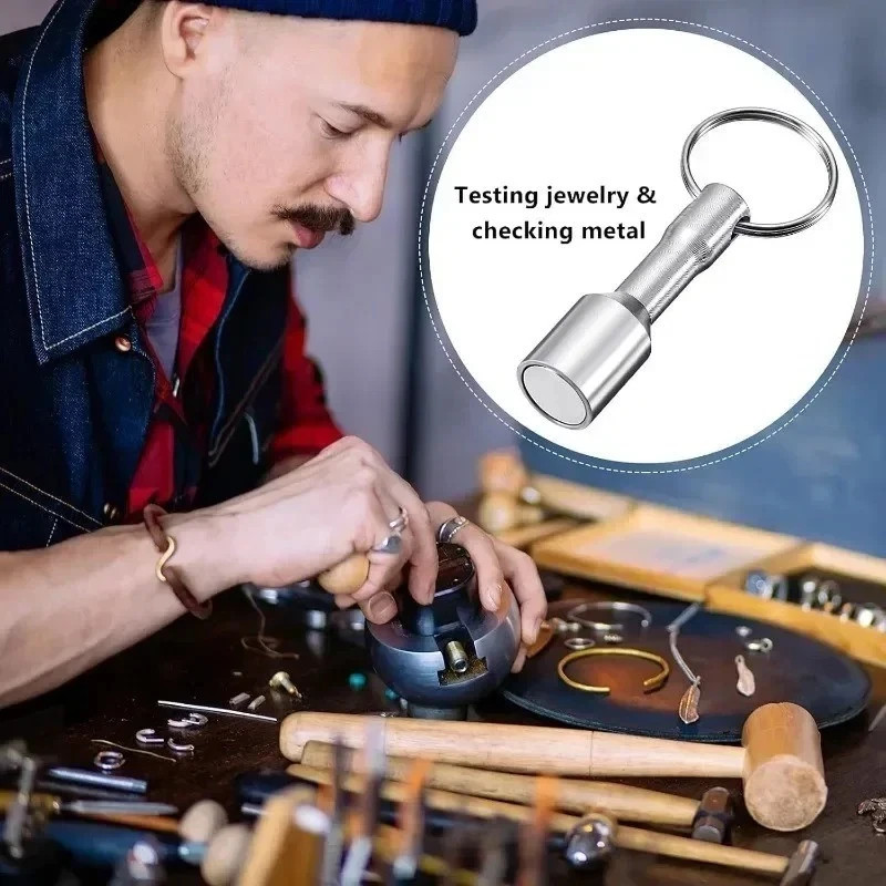 1 Pcs Keychain Neodymium Magnet for Testing Coins, Jewelry, Brass, Gold, Silver
