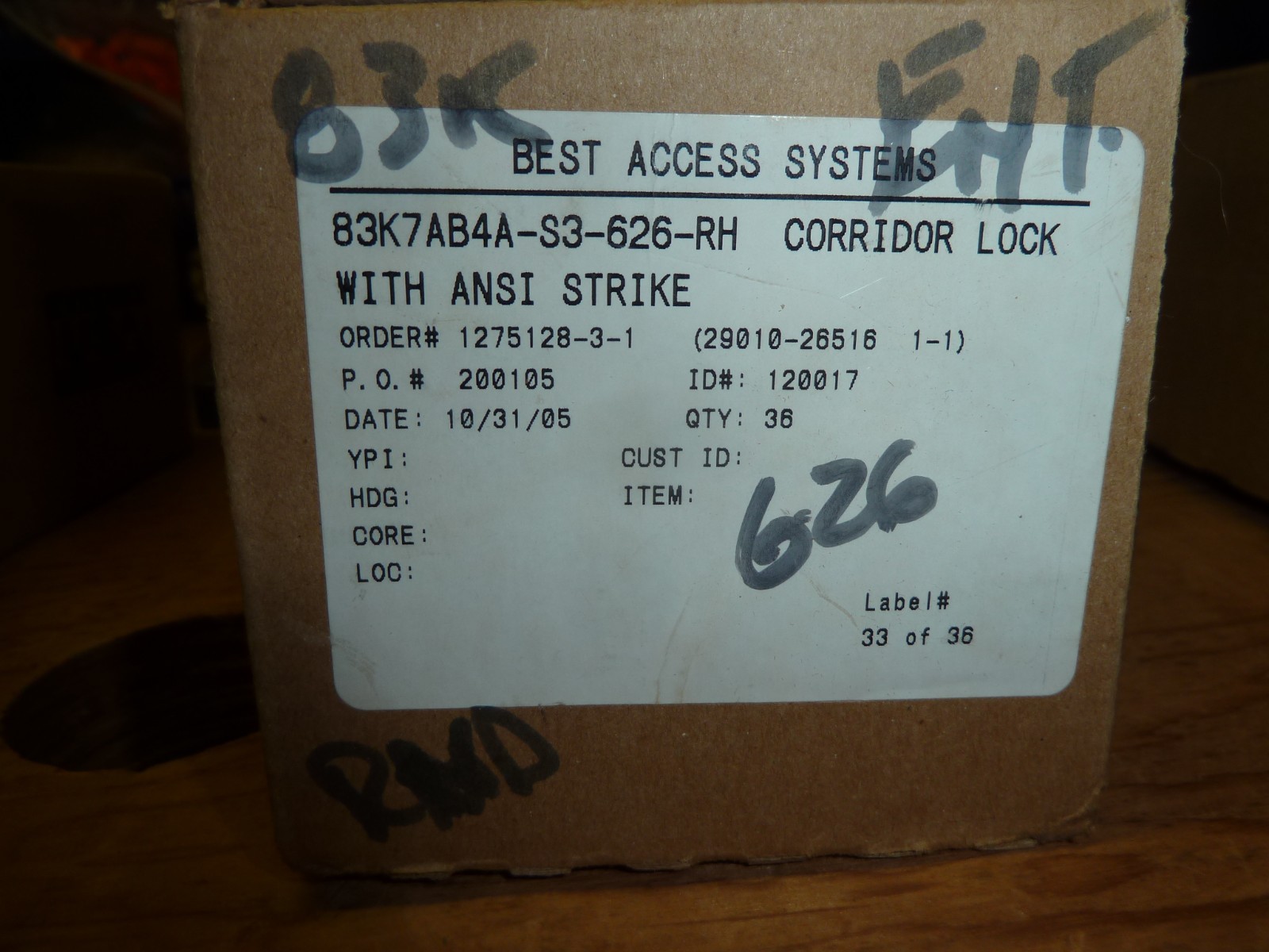 Best Access Systems 83K7AB4A-S3-626-RH Corridor Entrance Lock With Ansi Strike