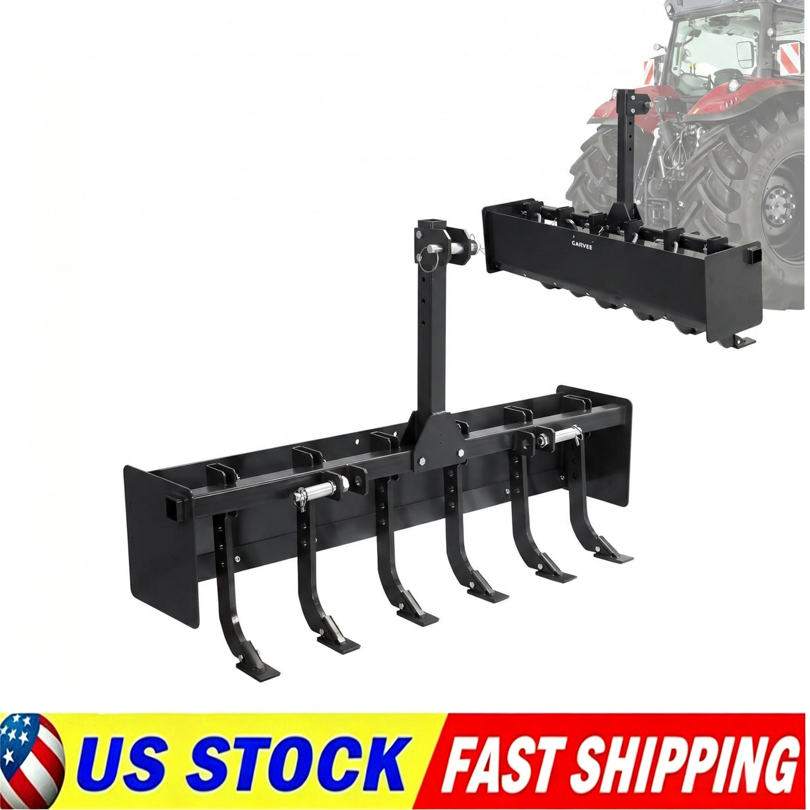55″ Tow Behind Box Scraper Box Blade 3-Point Quick Hitch Fit Cat 0 Cat 1 Tractor