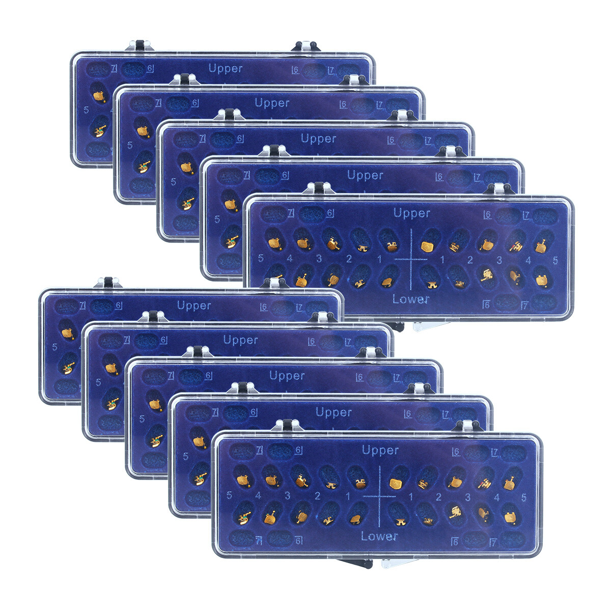 10Packs Dental Bracket Braces 24K Gold Plated Orthodontics MN 022 MBT 3.4.5 Hook