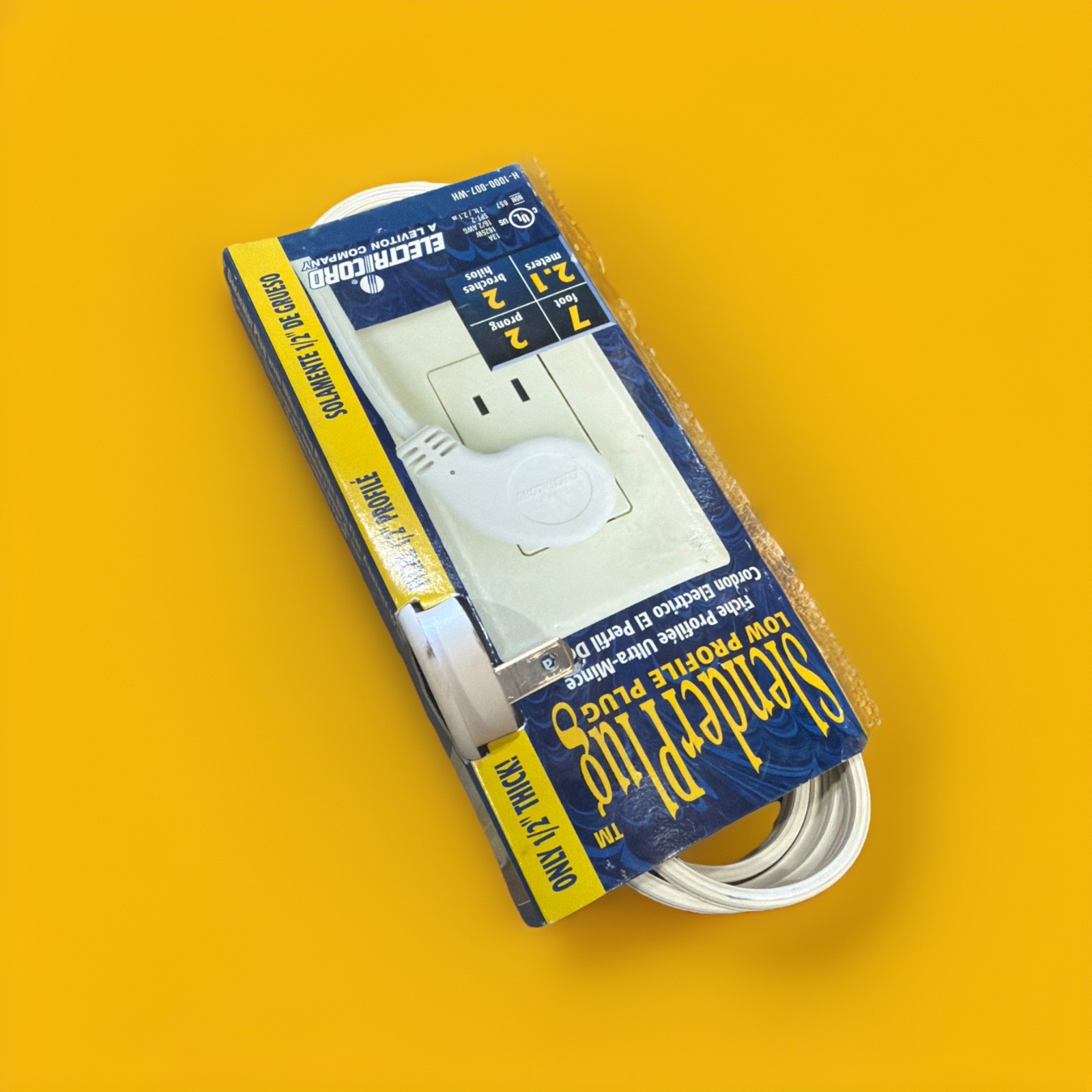 🔥 ElectriCord SlenderPlug Low Profile Extension Cor 7ft H-1000-007-WH ~ 10 Unit