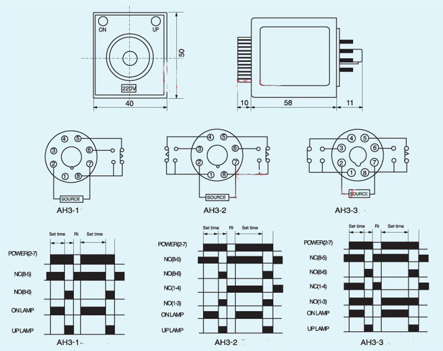 US Stock AH3-3 0-60 Minutes 8 Pin Housing Delay Timer Time Relay 12VDC + Base