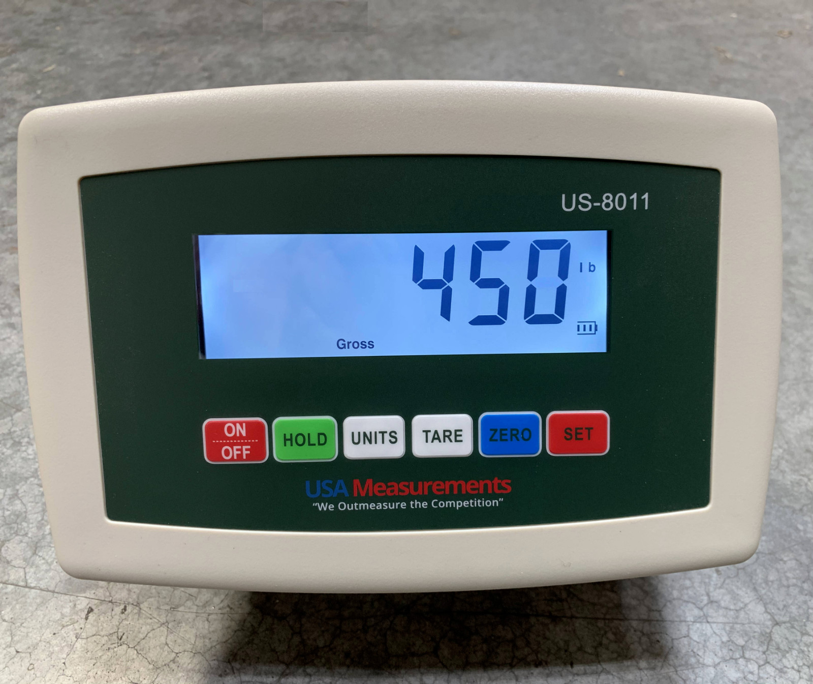 LCD Indicator USA Measurements US-8011 Display Rechargeable Power cord