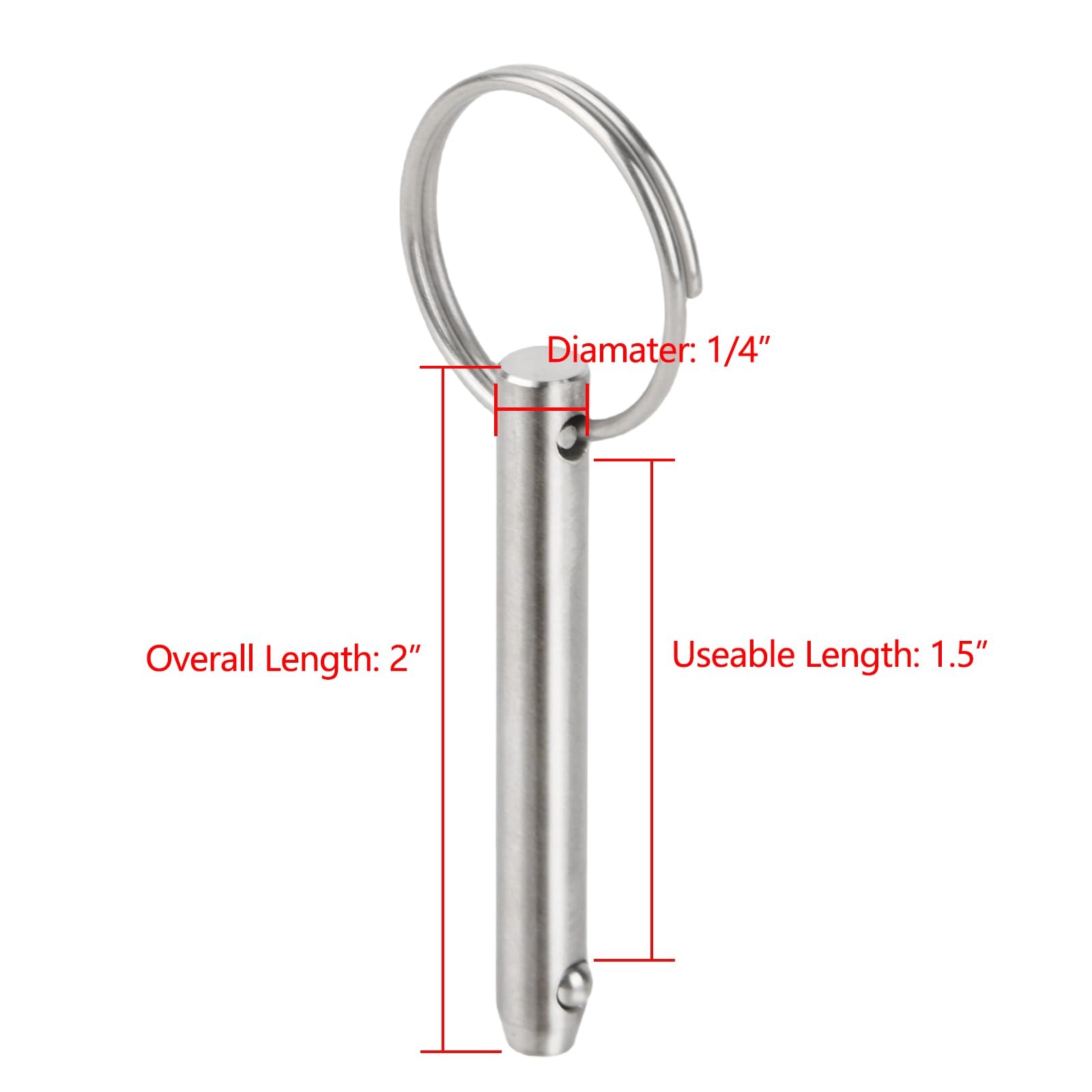 4 Pcs Quick Release Pin, Diameter 1/4″, Usable Length 1-1/2″, Overall Length …