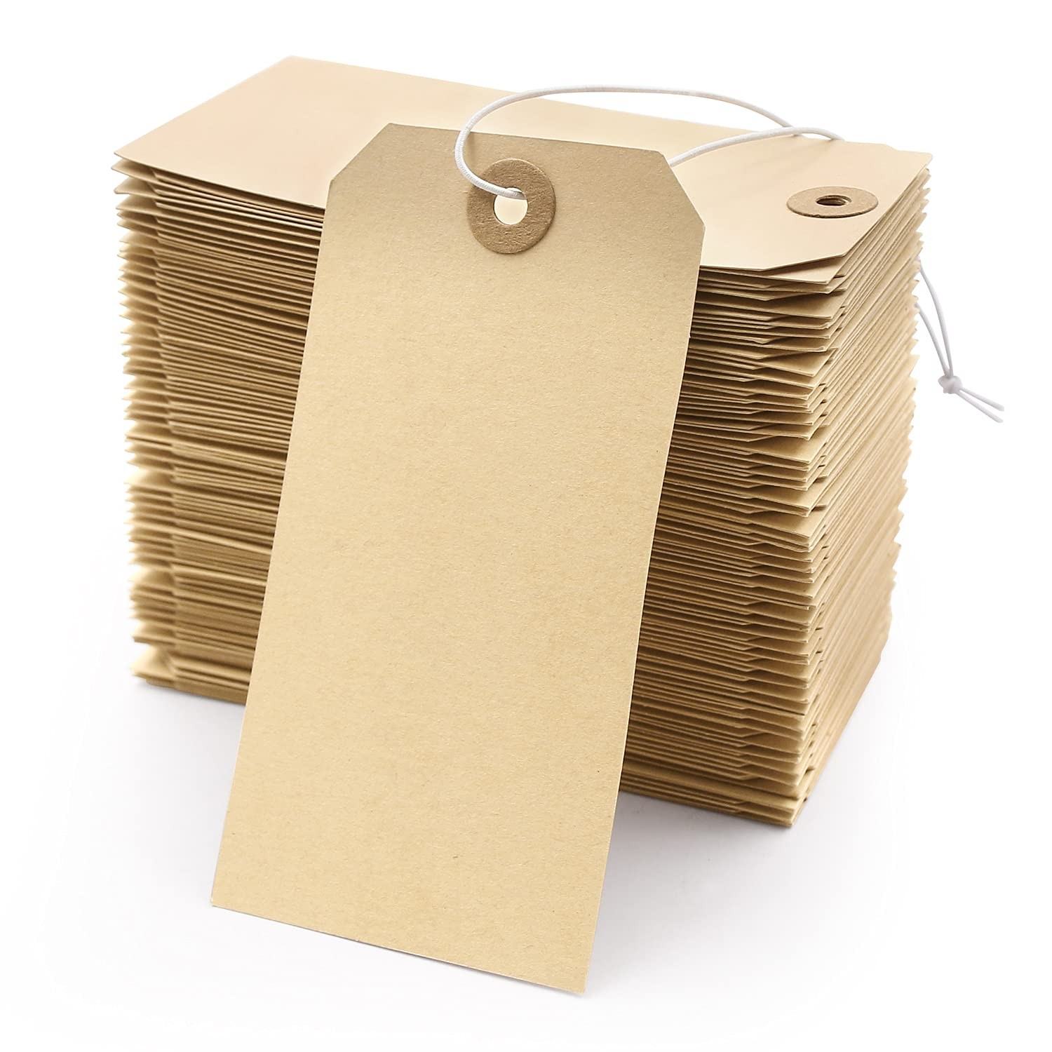 60 PCS Manila Shipping Tags Blank Strung Cardstock Paper Tags 4.75×2.375 Inch