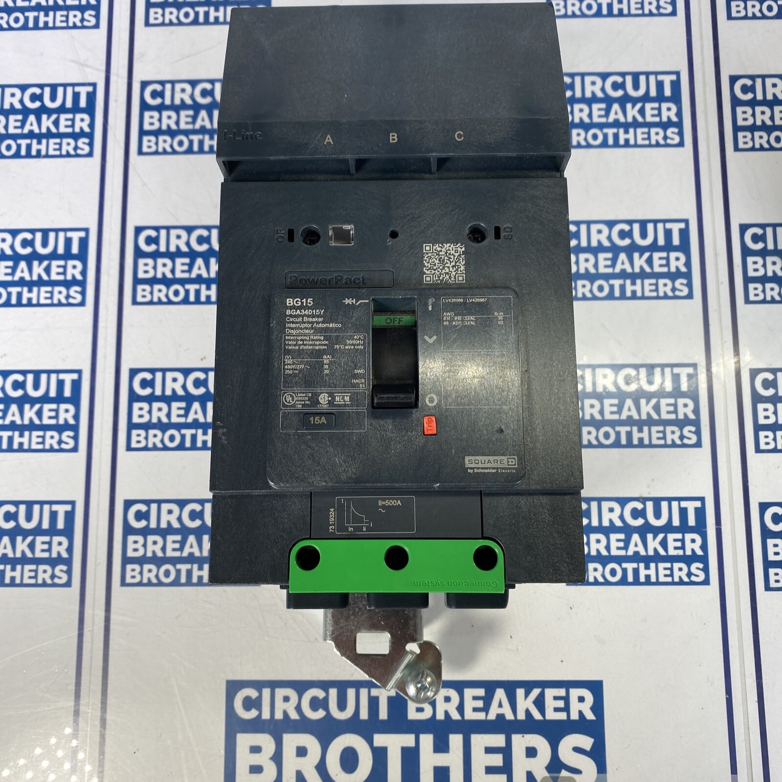 Square D BGA34015Y 15 Amp 480/277V 3 Pole Circuit Breaker-Warranty New Take Out