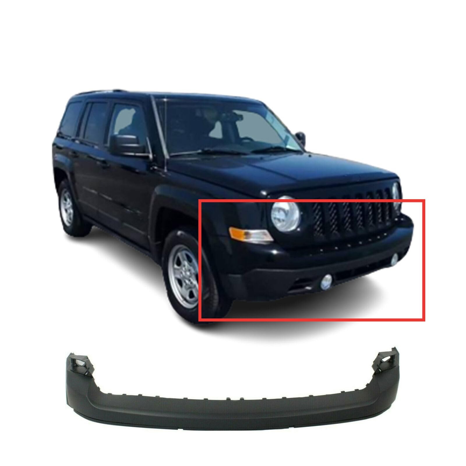 Bumper Cover Front Upper Jeep Patriot 2011-2017 Black Primed Plastic