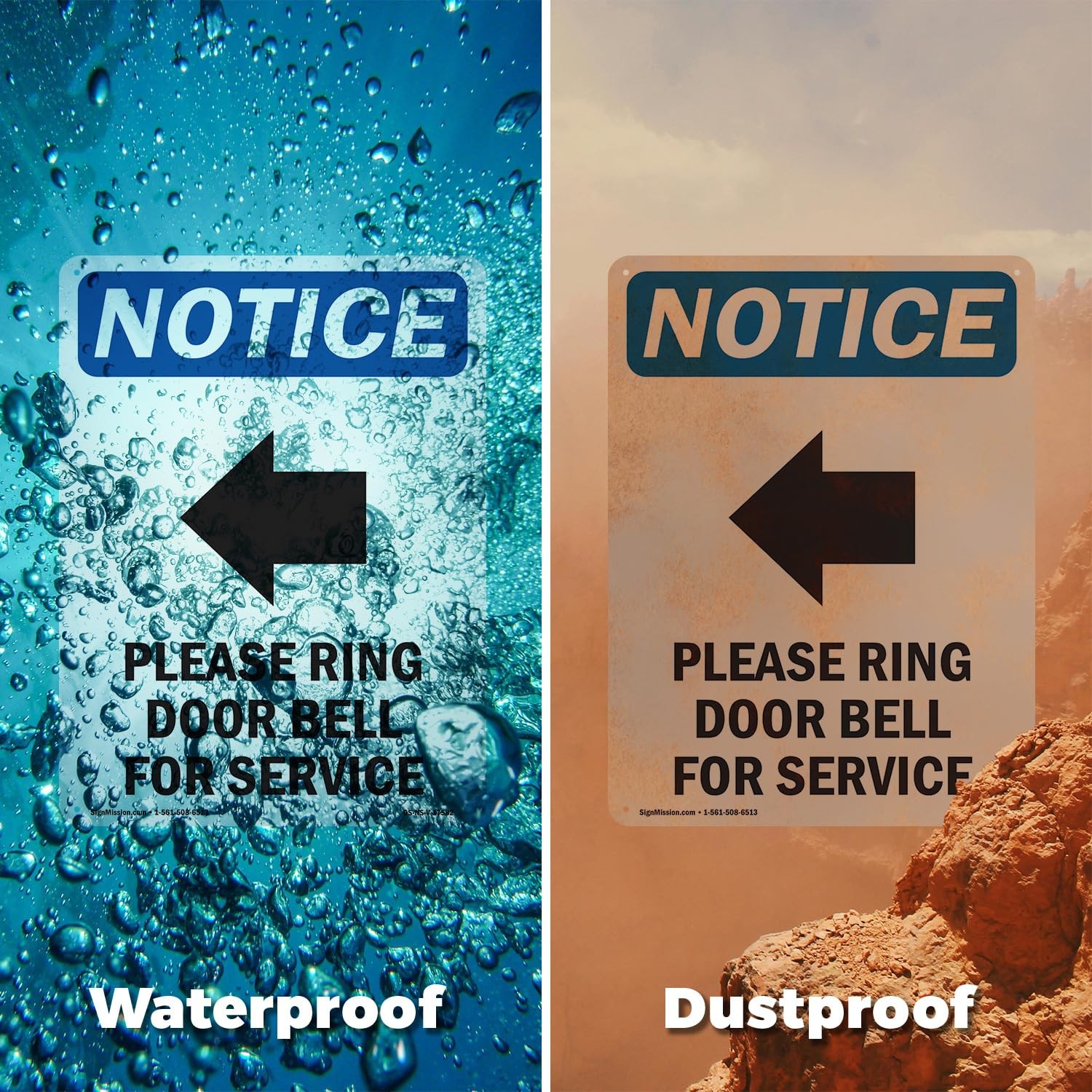 Please Ring Door Bell OSHA Notice Rigid Plastic Sign 18 Inch x 12 Inch – 10 Pack