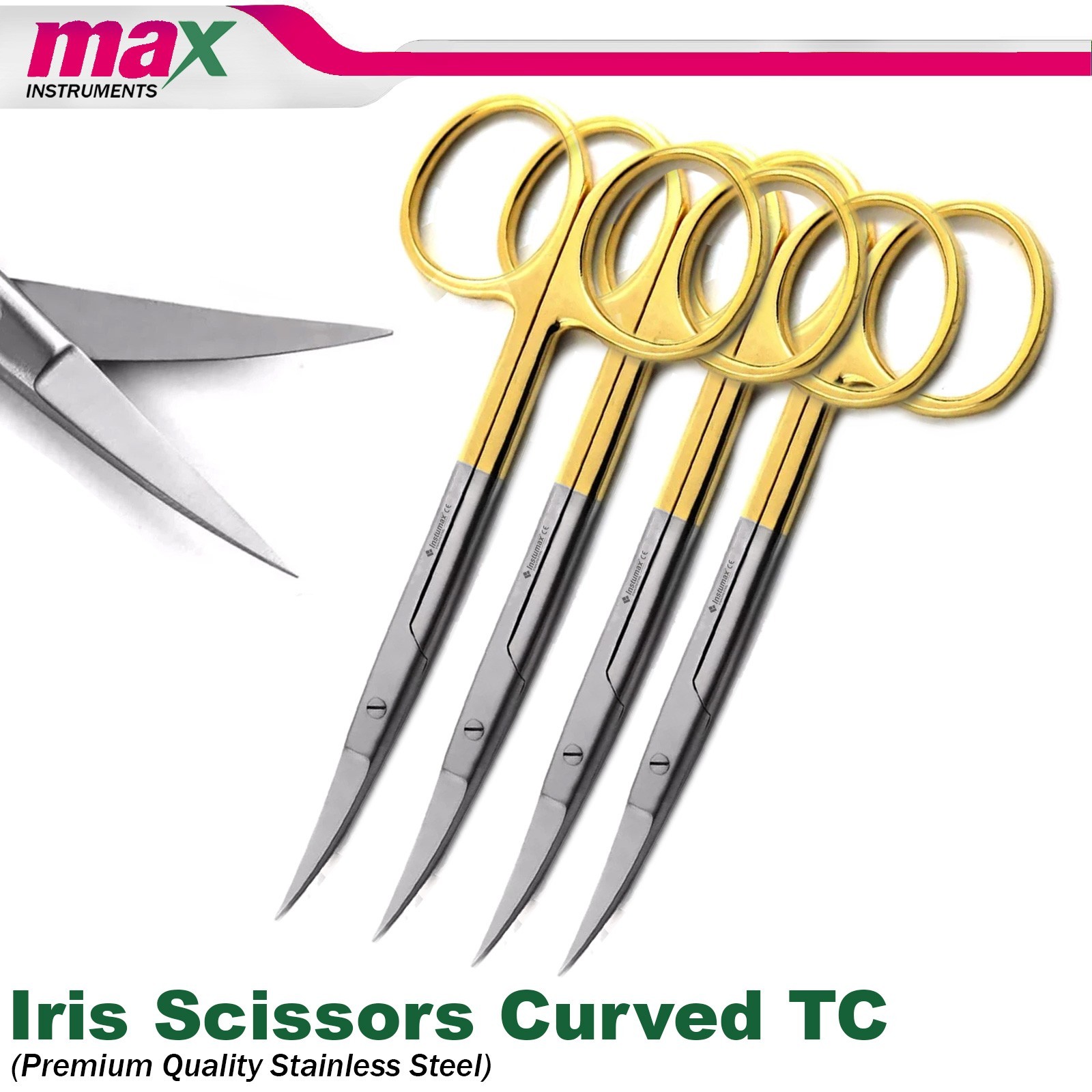 NEW GERMAN TC Iris Scissors 4.5″ Curved Surgical Dental Surgery Instruments 4Pcs