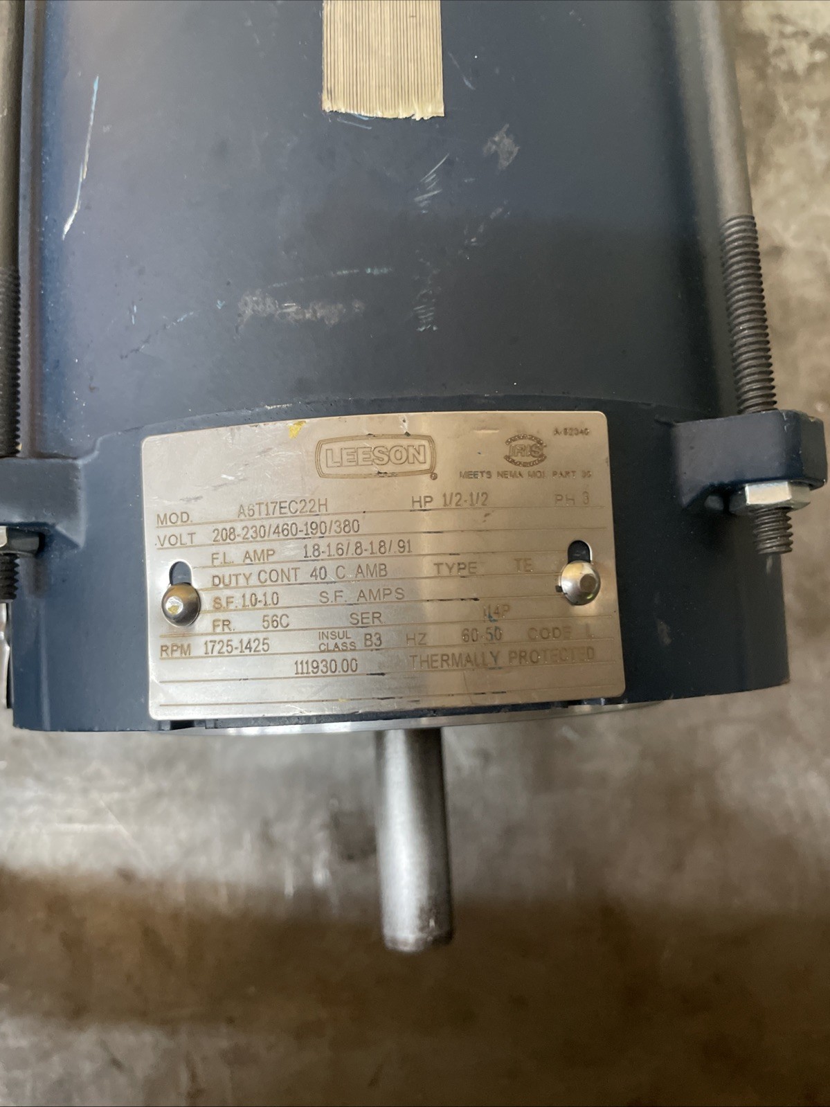 Leeson A6T17EC22H 1/2HP 3 PH Hazardous Conditions Motor Explosion Proof Motor