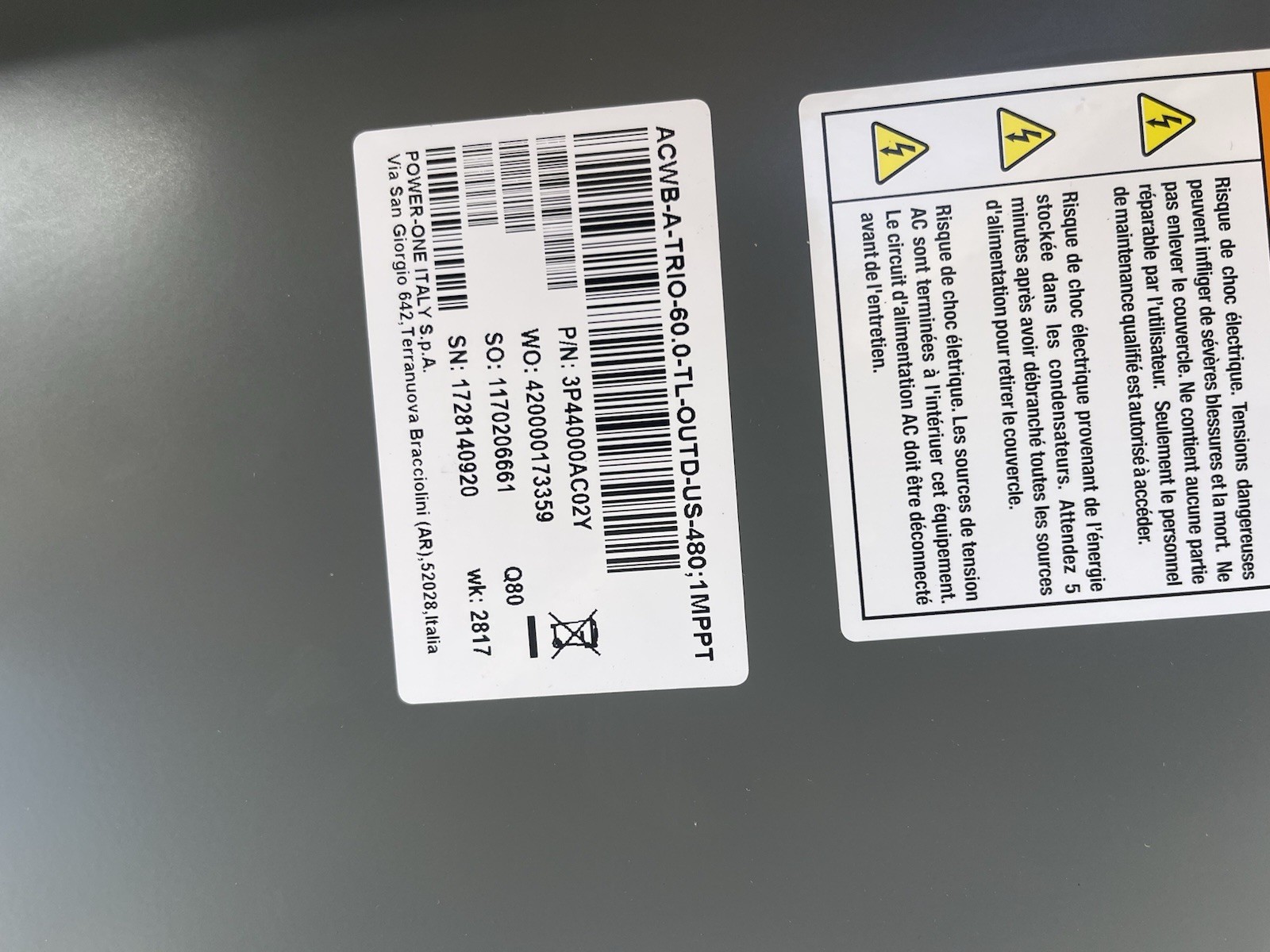 ABB ACWB-A-TRIO-60.0-TL-OUTD-US-480 AC Wiring Box Solar NEW