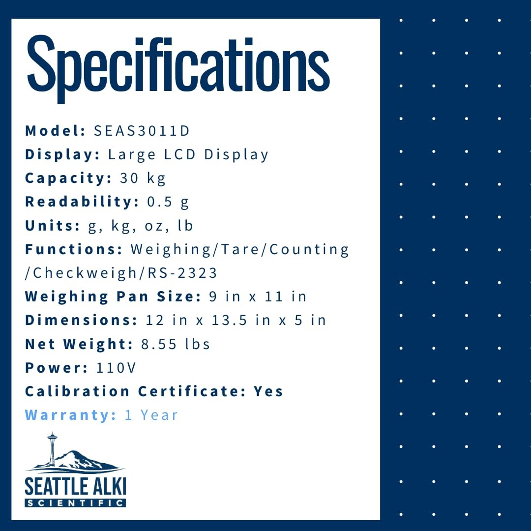 Seattle Alki Scientific Counting Scale 30kg x 0.5g | Parts | w/ Certificate