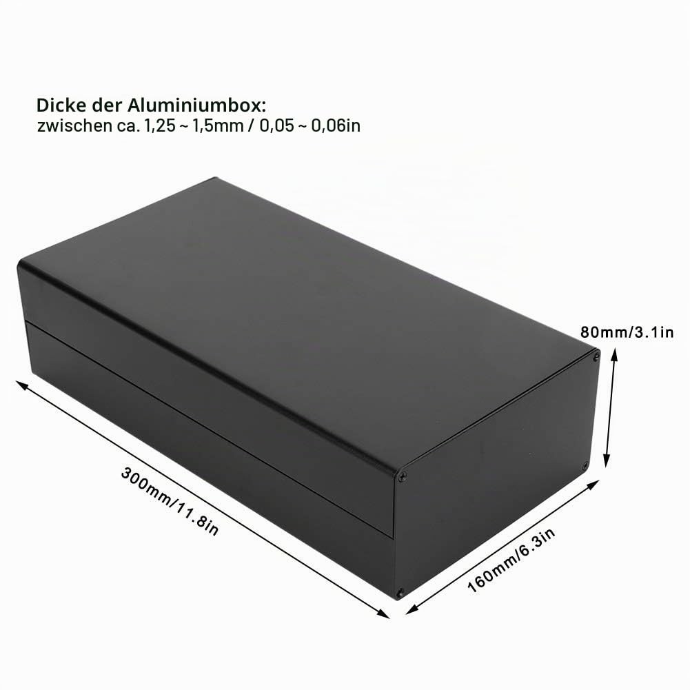Aluminium Project Box, 80 x 160 x 300mm Aluminium Enclosure PCB Junction Box Elect…