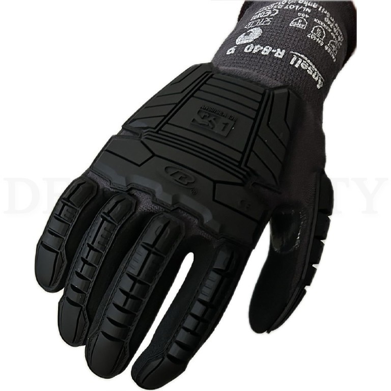 Ansell Unisex Ringer R-840 Black Impact Gloves Pair Size 9 (M) Lot of 2 Pairs