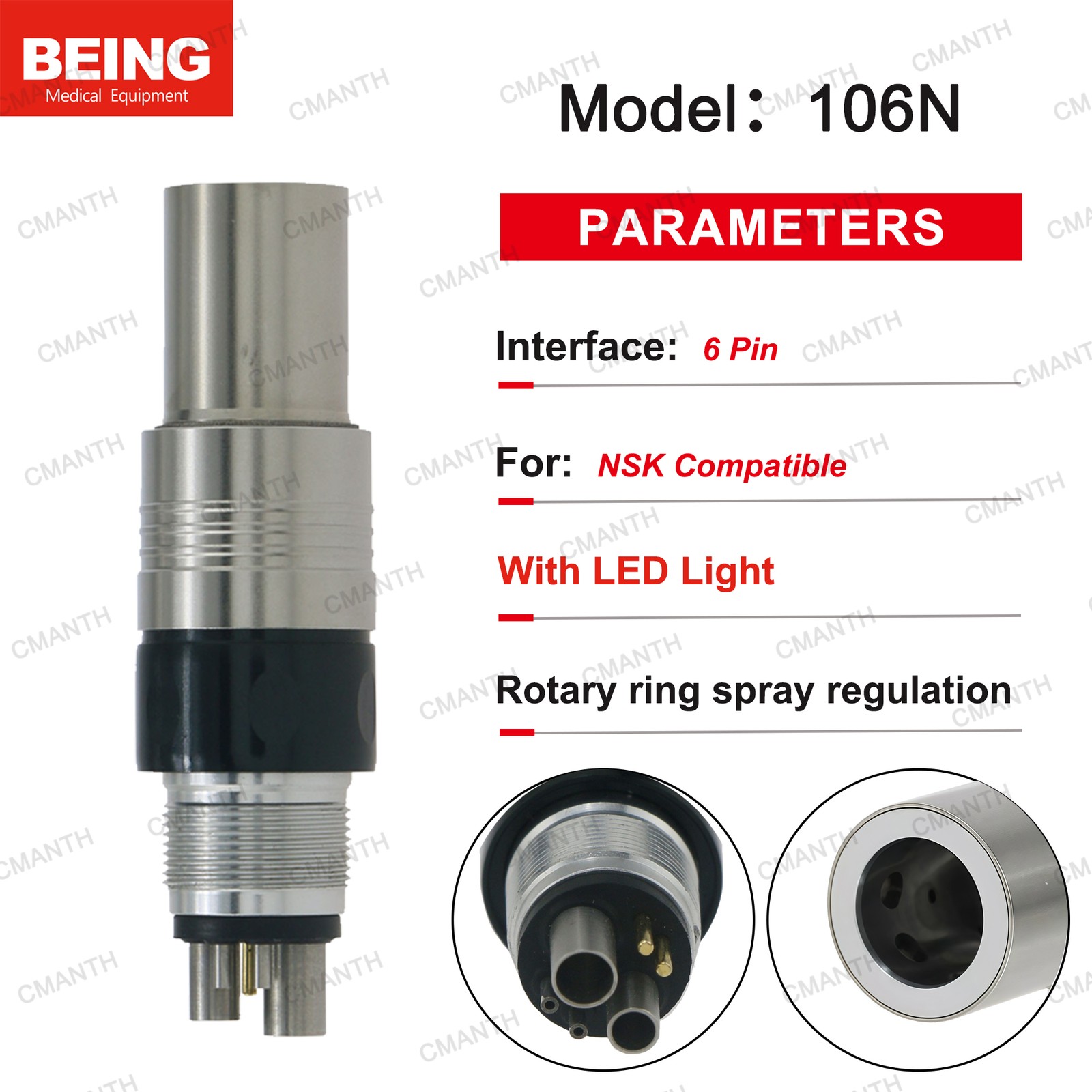 BEING Dental LED Quick Coupling 4/6 Hole Spare Rotor For Hige Speed Handpiece