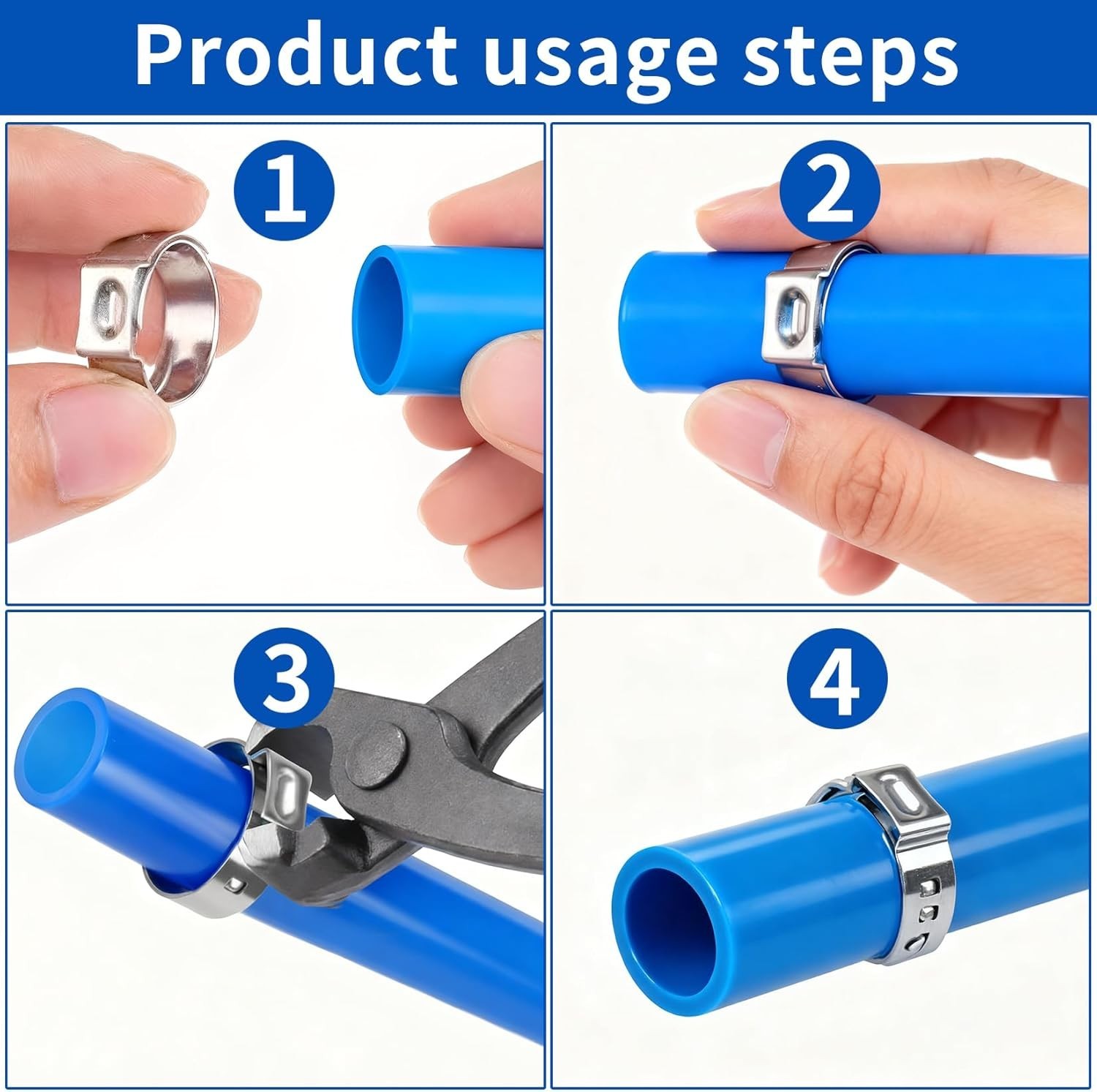 Binifimux Single Ear Hose Clamps, Oetiker Clamps, 92Pcs(6.0Mm-22.6Mm) Crimp Pipe