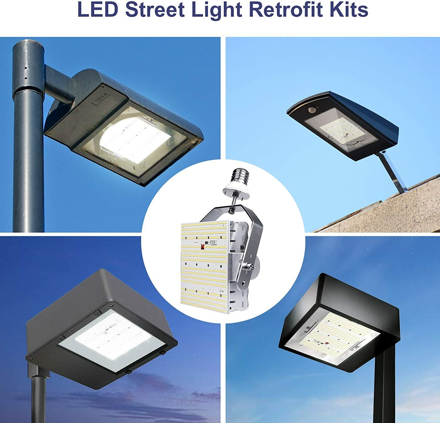 150W Shoebox LED Retrofit Kit Lights 600W MH/HPS Equiv 5000K Daylight 22500LM