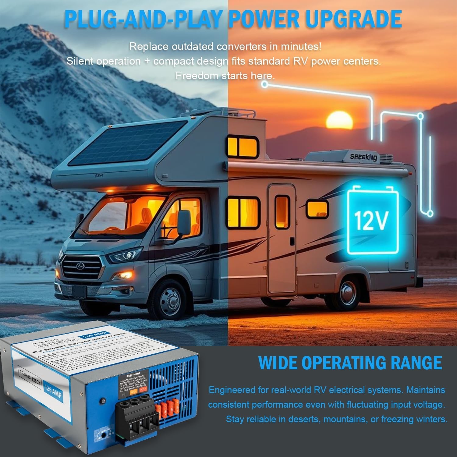 125 Amp RV Power Converter Battery Charger | 4 Stage Smart Charging