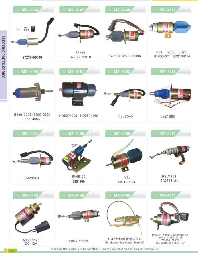 Solenoid 894453-3411 8-94453341-0 MV1-58 for 4JG1 4JG2 6BG1 6BB1 5819100250