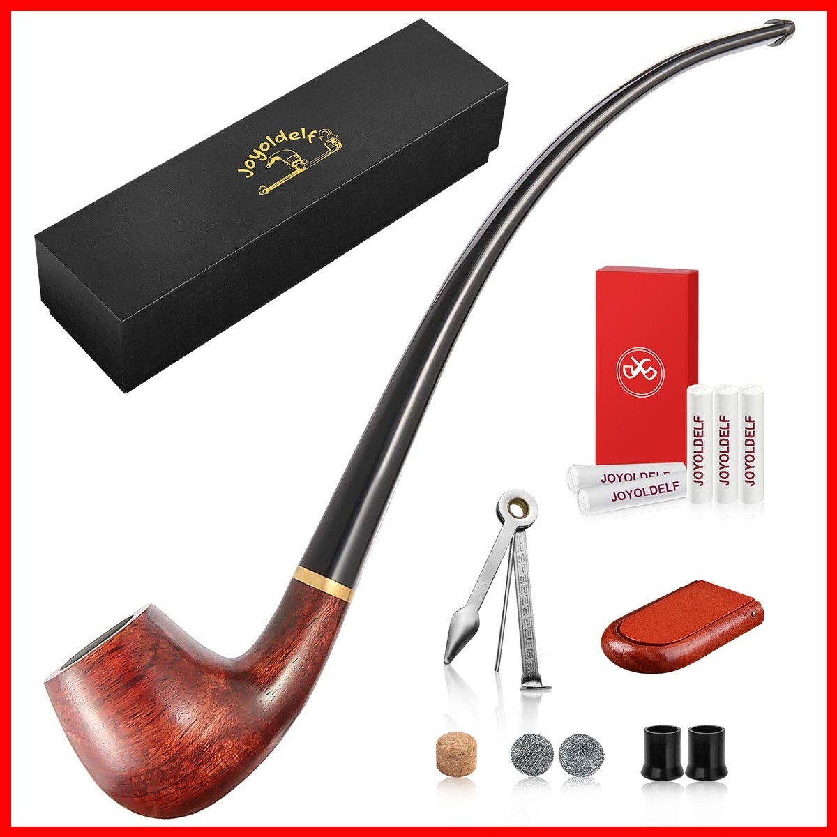 Joyoldelf Rosewood Churchwarden Tobacco Pipe – Complete Starter Set