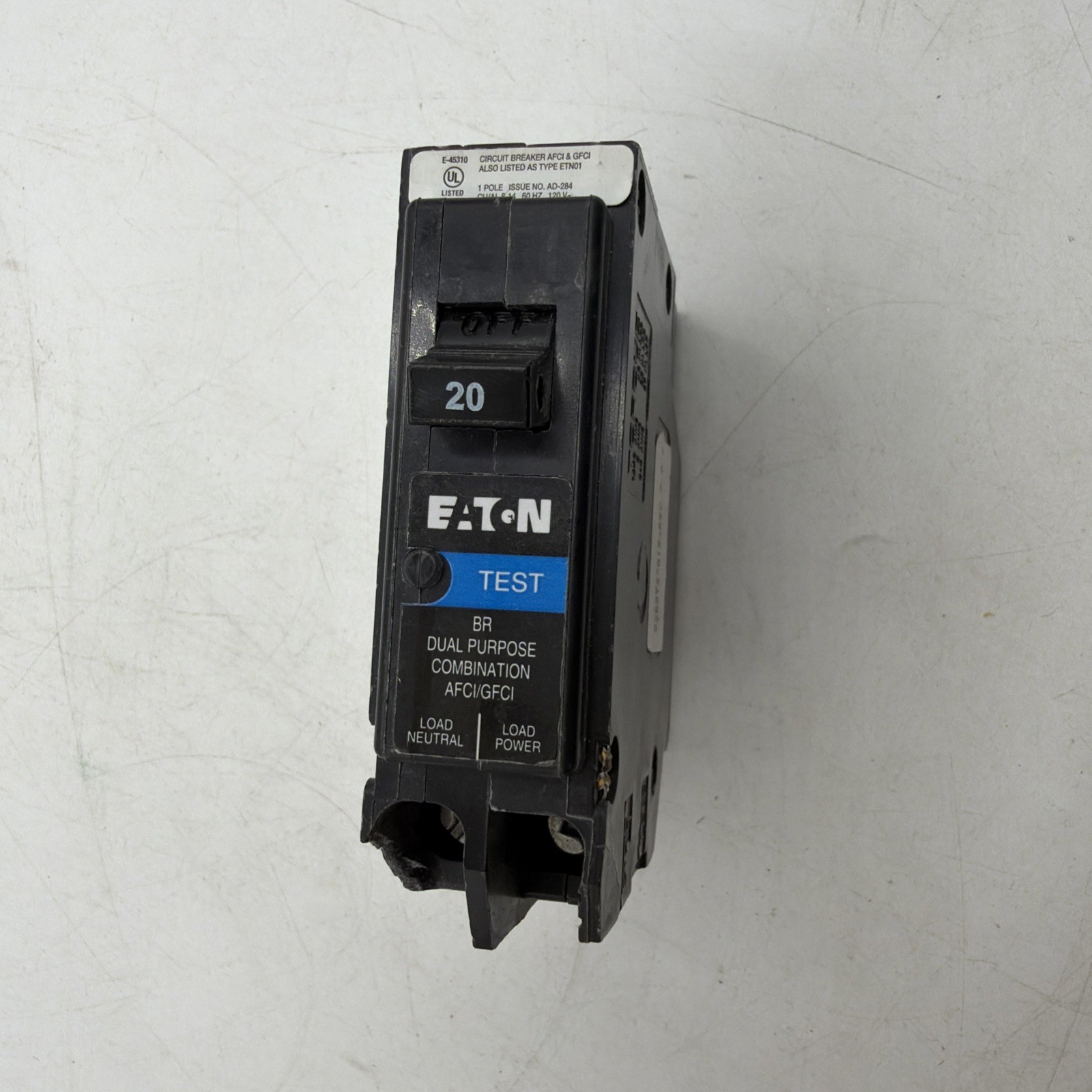 EATON BRP120DF 20A DUAL FUNCTION COMBO ARC FAULT/GROUND FAULT Broken Tabs