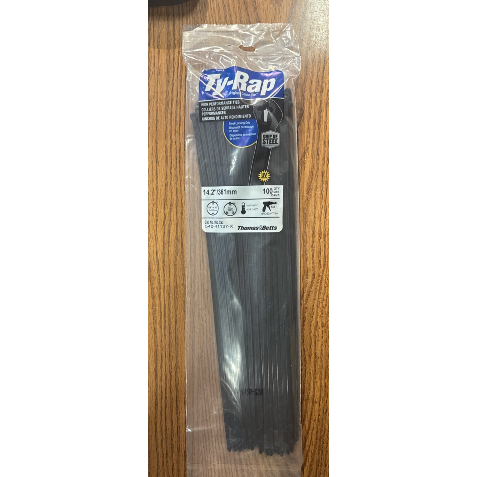 Ty-Rap High Performance Cable Ties – 14.2″ UV Black, 50 lb TS 100 Pack ge30