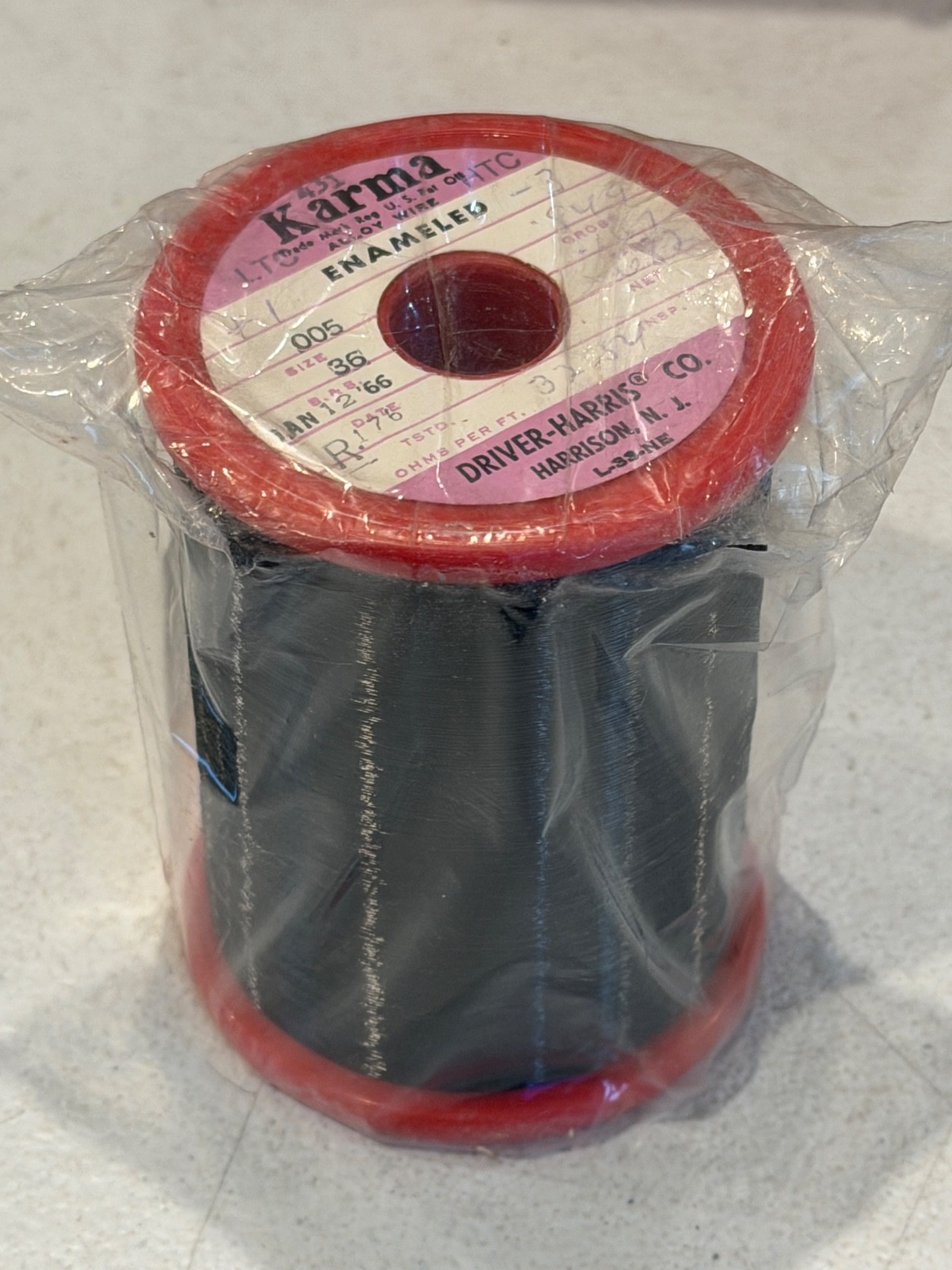 Vintage Driver-Harris Karma 36 AWG Enamel Magnet Wire 1966 Magnet Wire Spool USA