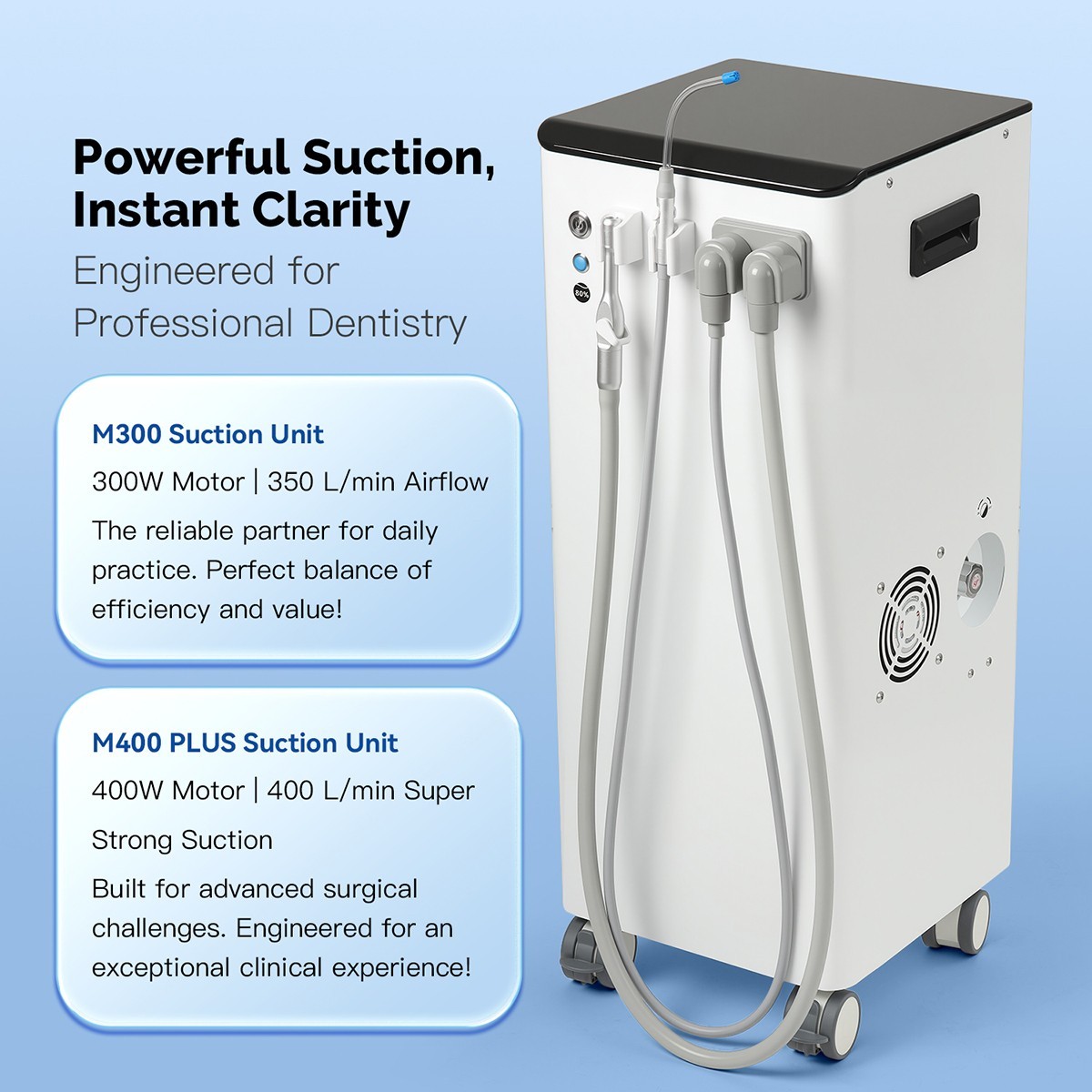 Portable Dental Mobile Suction Unit System Negative Pressure Pump High Volume
