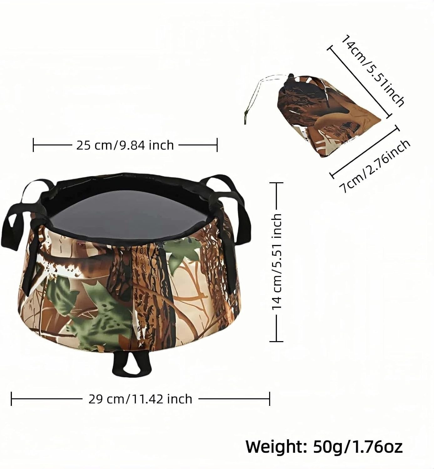 Multi-Use Foldable Sink Basin – Lightweight Camouflage Bucket for Outdoor Fun