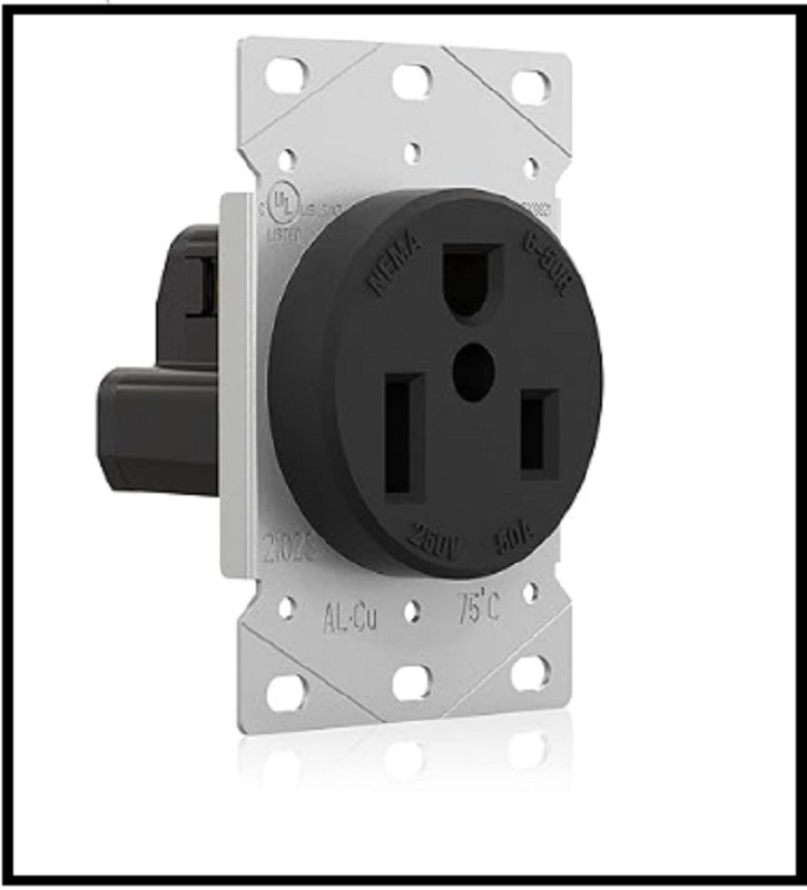 t50 Amp 125/250V NEMA 6-50R Power Outlet Heavy-Duty 50A Receptacle for Welders