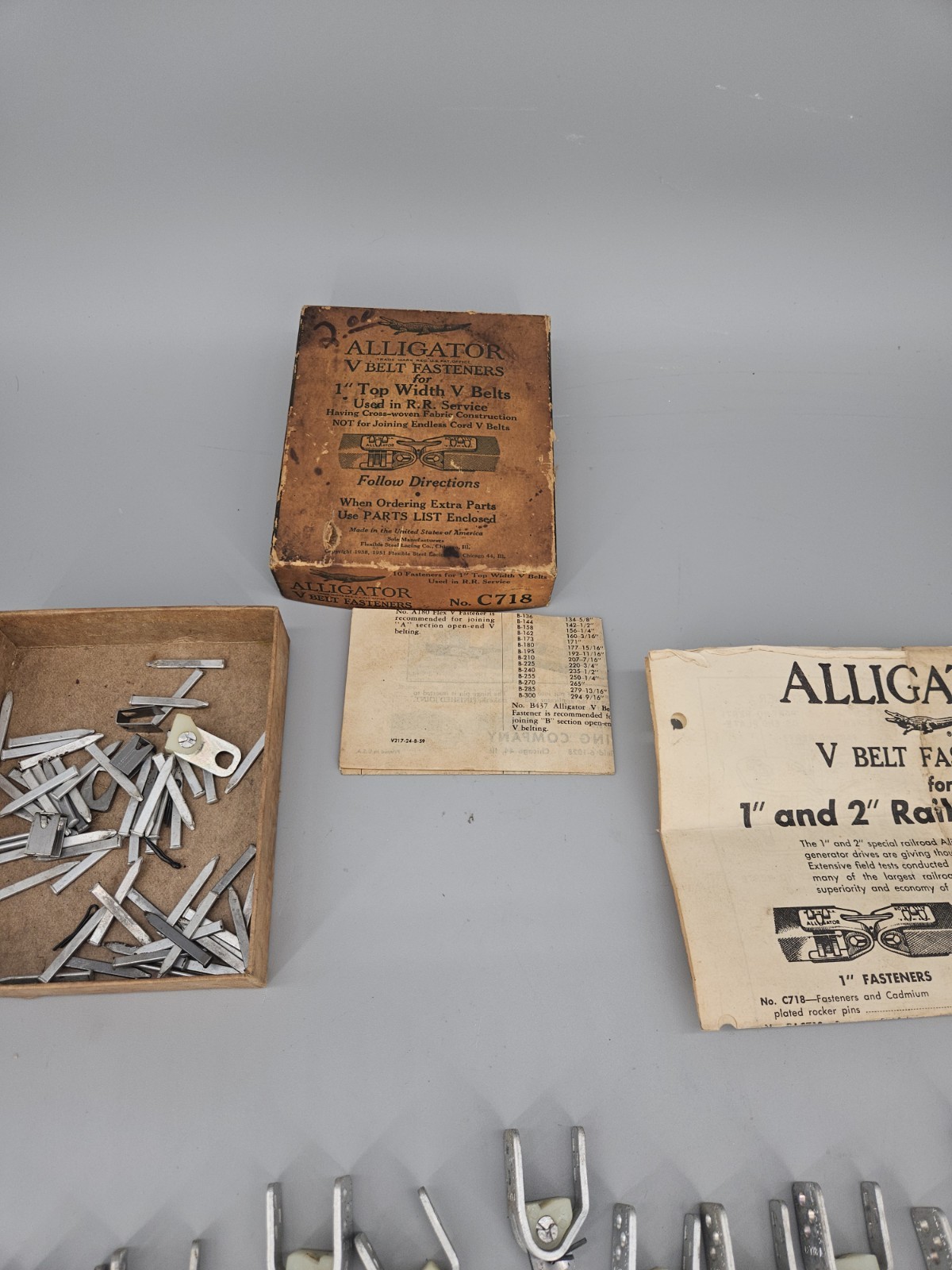Alligator V Belt Fasteners Vintage Lot C-718-A 20 Count & Box Vtg