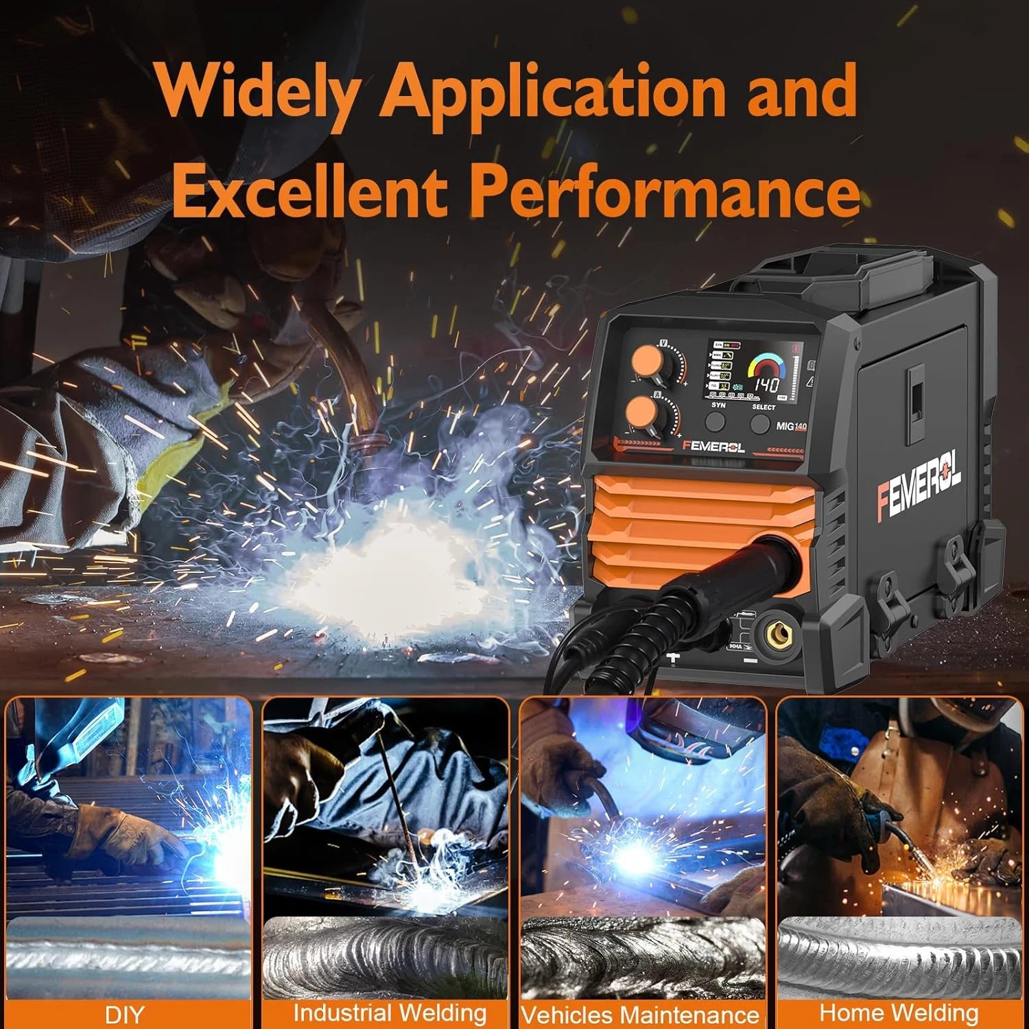 140A 3 in 1 MIG Welder,Flux Core, Mig/Lift Tig/Stick Welding Machine 110V Portab