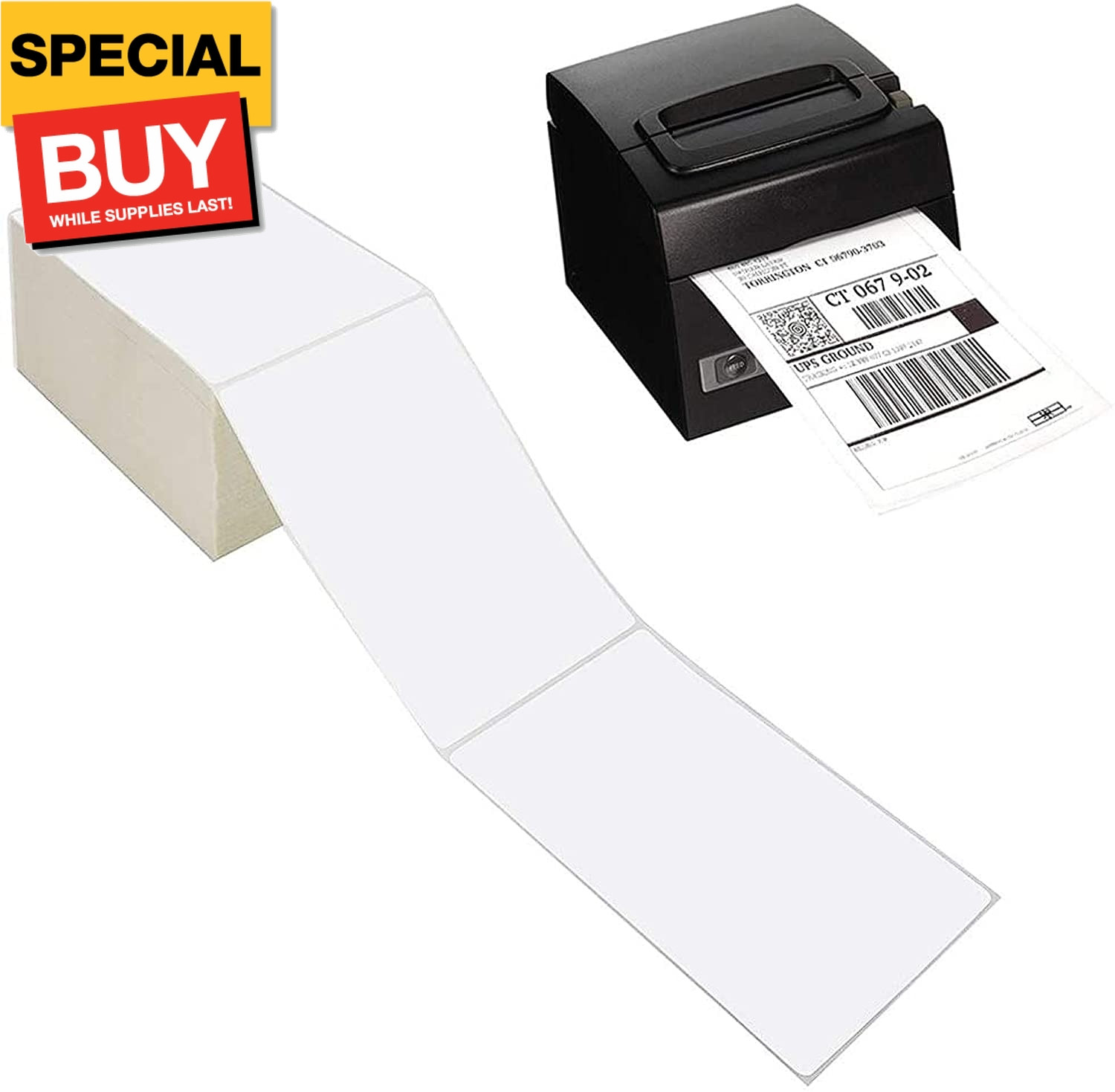 Fanfold 4 X 6 Direct Thermal Labels White Perforated Shipping Labels, 500Pcs per