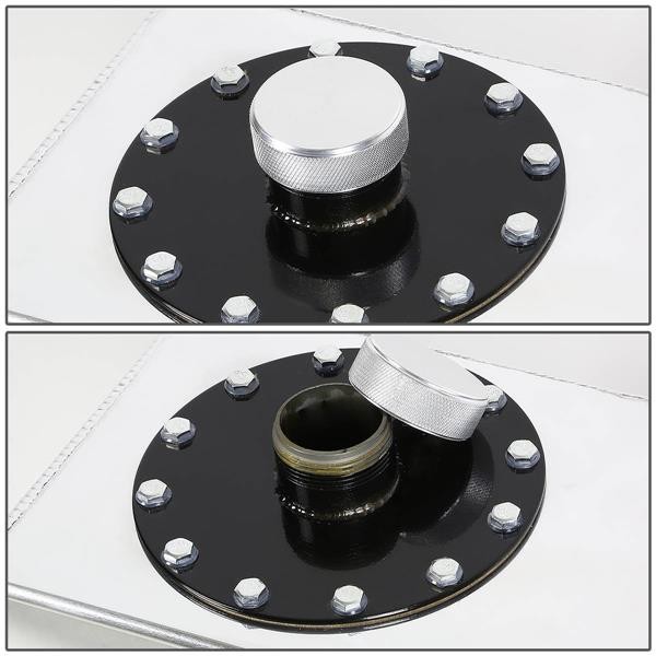 15 Gallon 60L Universal Top Feed Aluminum Fuel Tank Oil Level Sensor Silver